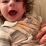 Henry is registered to the contest to win money with this photo: baby, child, closeup, clothing, cute, expression, fingers, hand, happy, human, indoor, infant, onesie, person, portrait, skin, smiling, toddler, wild_hair, young_child