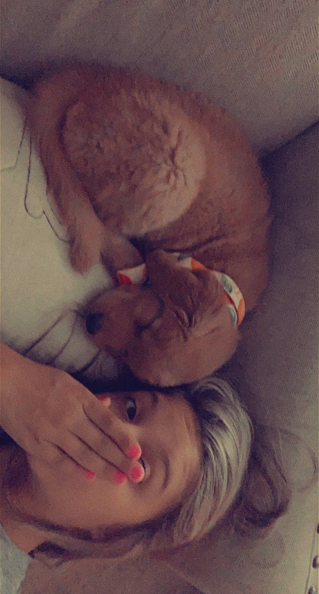 Mazie is registered to the contest to win money with this photo: cloud, ear, eye, eyebrow, eyelash, finger, gesture, hair, hand, human_body, jaw, leg, lip, mammal, mouth, neck, nose, organ, shoulder, skin