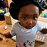 toddler, child, indoor, bonnet, cartoon_shirt, carpet, laundry_basket, toy, person, blur, motion, curious, clothing, home, floor, background, young_child, candid, casual, playful