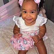 Jadore joined the competition — help win amazing prizes! baby, child, smiling, headband, pink, skirt, elephant_print, footwear, crib, bed, cute, happy, infant, lace, sitting, indoors, portrait, childrens_clothing, accessories, playful