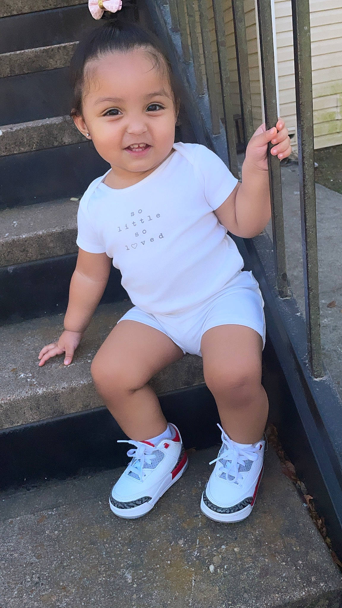 Demi joined the competition — help win amazing prizes! baby_toddler_clothing, black, chin, cool, face, footwear, hairstyle, head, joint, joy, knee, leg, person, pink, shoe, shorts, sleeve, smile, thigh, toddler