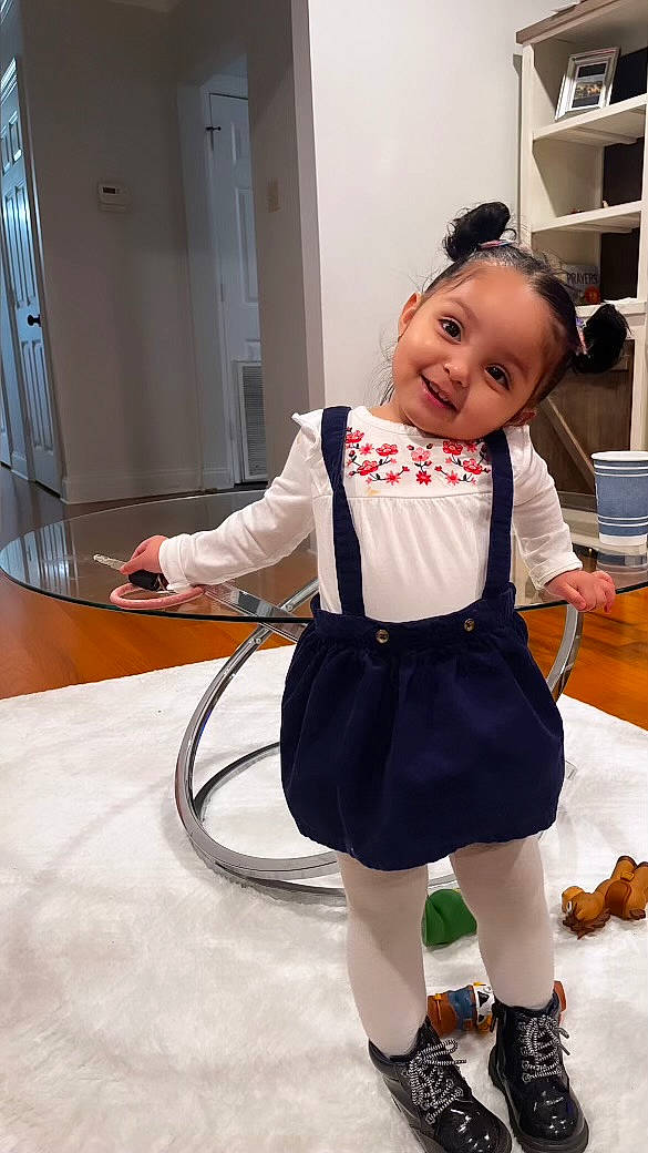 Demi joined the competition — help win amazing prizes! baby, baby_toddler_clothing, child, electric_blue, event, flooring, formal_wear, fun, happy, joy, person, room, school_uniform, shelf, sleeve, smile, sock, sportswear, table, tie