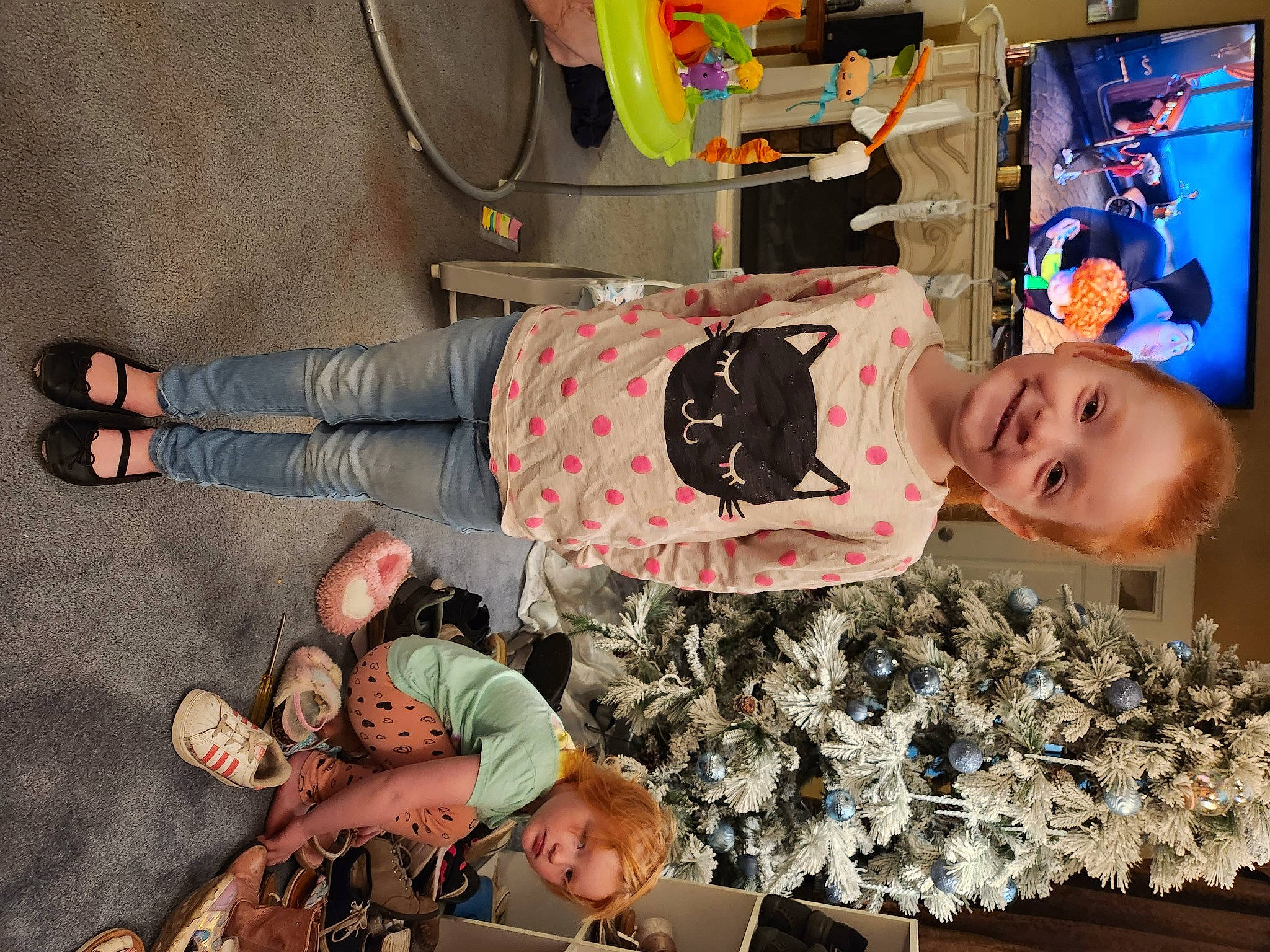 Kinlee joined the competition — help win amazing prizes! art, baby, child, costume, event, flooring, foot, fun, happy, human_leg, joy, pattern, people, person, photograph, room, sandal, smile, snapshot, tire