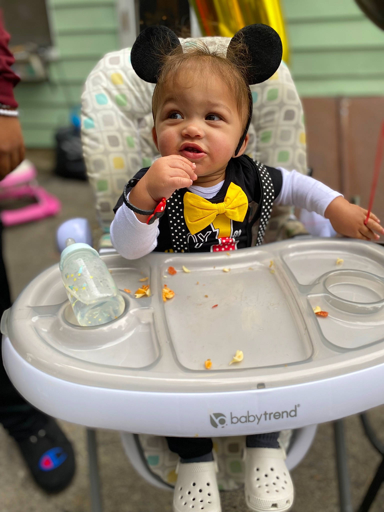 Jeremiah is registered to the contest to win money with this photo: baby, baby_carriage, baby_products, baby_safety, baby_toddler_clothing, child, event, fun, happy, leisure, people, person, photograph, play, skin, snapshot, tire, toddler, wheel, white