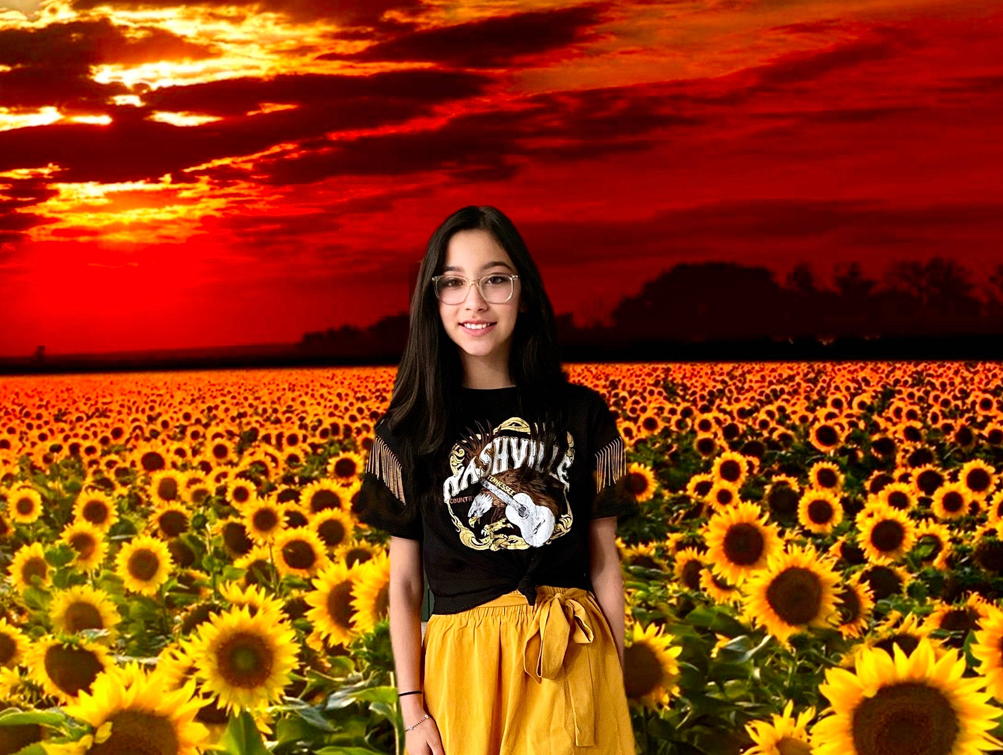 Audriana is registered to the contest to win money with this photo: cloud, flash_photography, flower, grass, green, happy, joy, leaf, light, morning, natural_landscape, nature, orange, people_in_nature, person, petal, photograph, plant, sky, smile