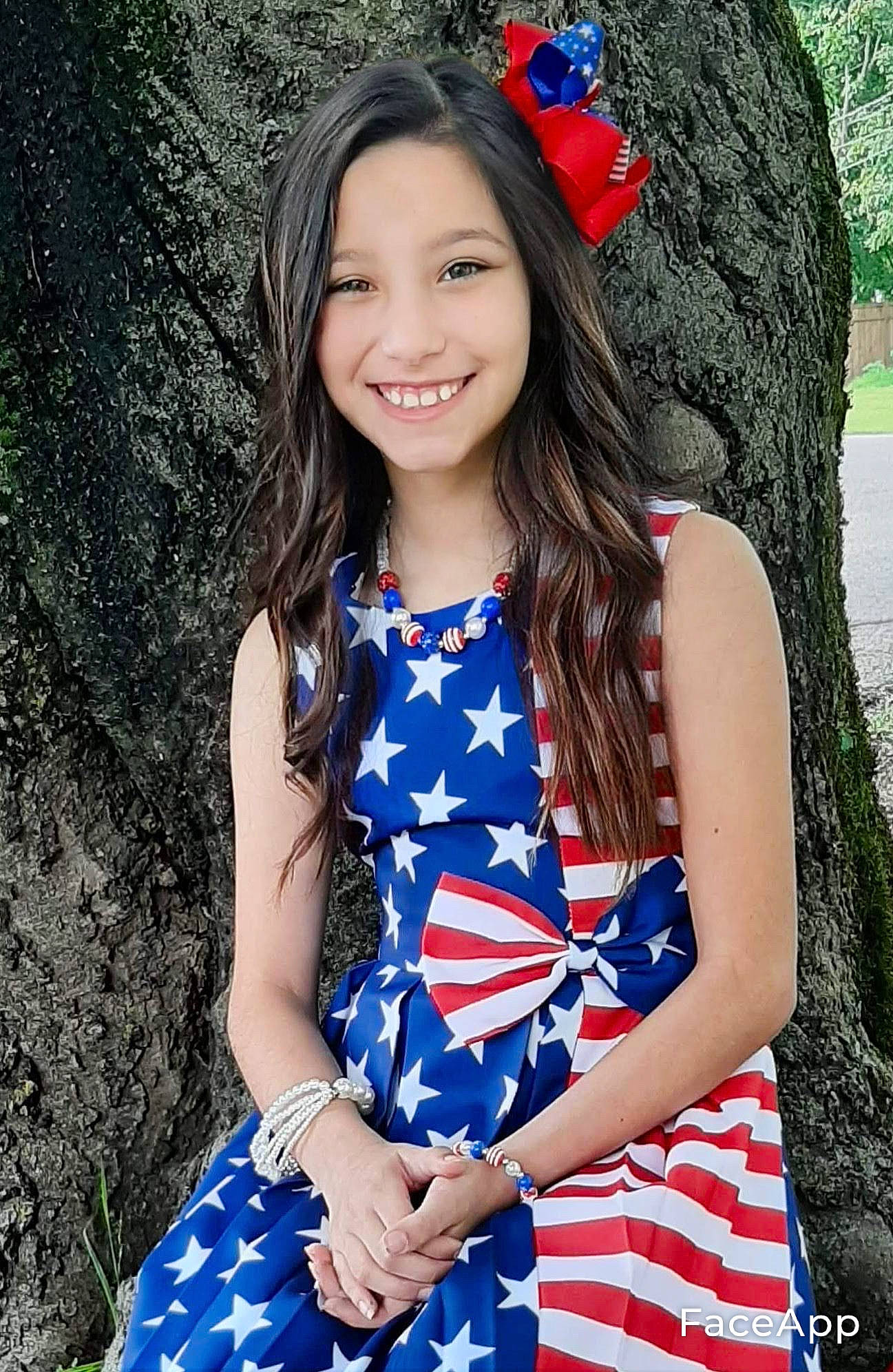 Audriana joined the competition — help win amazing prizes! beauty, black_hair, blue, clothing, day_dress, dress, electric_blue, facial_expression, fashion, grass, happy, joy, lip, long_hair, people_in_nature, person, photograph, plant, red, smile