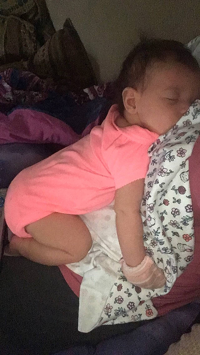 Makaylee joined the competition — help win amazing prizes! arm, baby, child, joy, leg, person, sleep, toddler