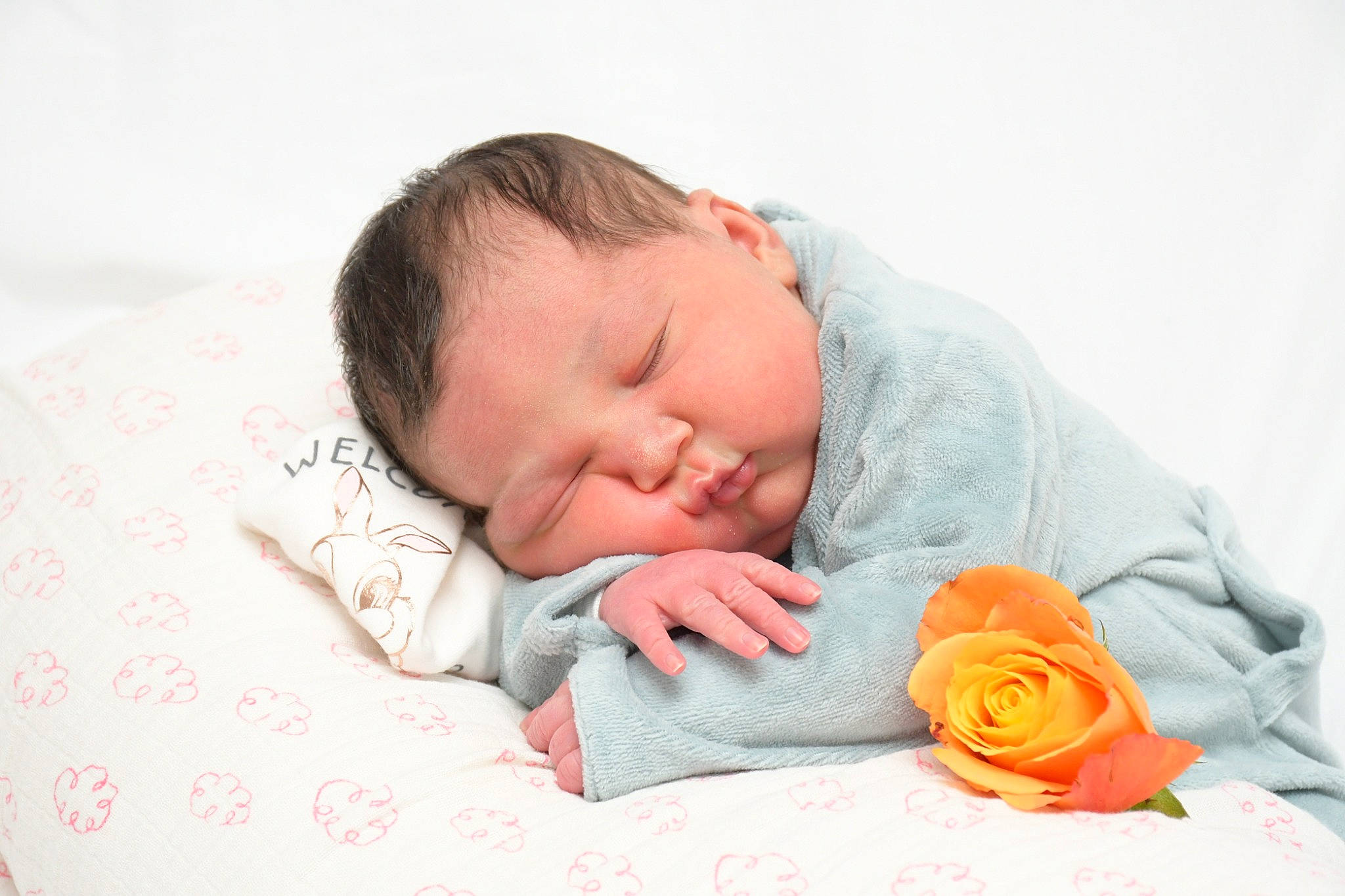Neïssa a rejoint le concours — aidez-le/la à gagner de superbes lots ! baby, baby_sleeping, baby_toddler_clothing, bedding, cheek, child, comfort, flower, happy, headgear, hybrid_tea_rose, linens, person, petal, pink, plant, rose, rose_order, sitting, skin