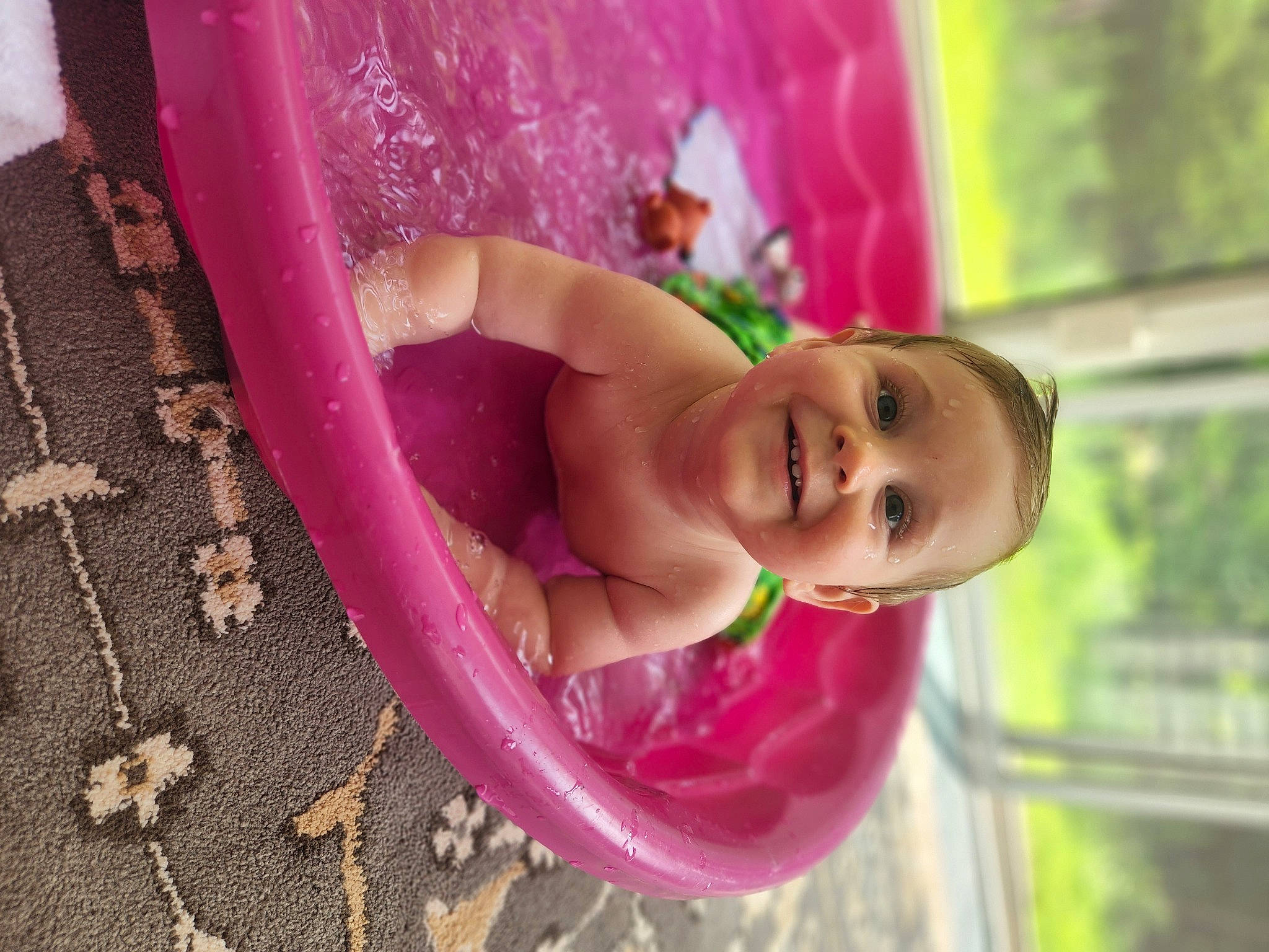 Giovanni joined the competition — help win amazing prizes! baby, bathing, black_hair, dress, fun, grass, happy, human_body, joy, leisure, lip, magenta, mouth, person, pink, plant, recreation, skin, smile, toddler