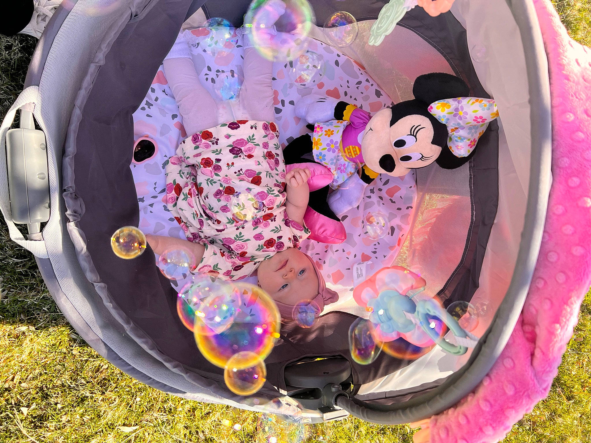 Harlee is registered to the contest to win money with this photo: art, auto_part, automotive_tire, automotive_wheel_system, bag, balloon, child, circle, event, fashion_accessory, fender, grass, headgear, headwear, party_supply, pattern, person, pink, plant, recreation