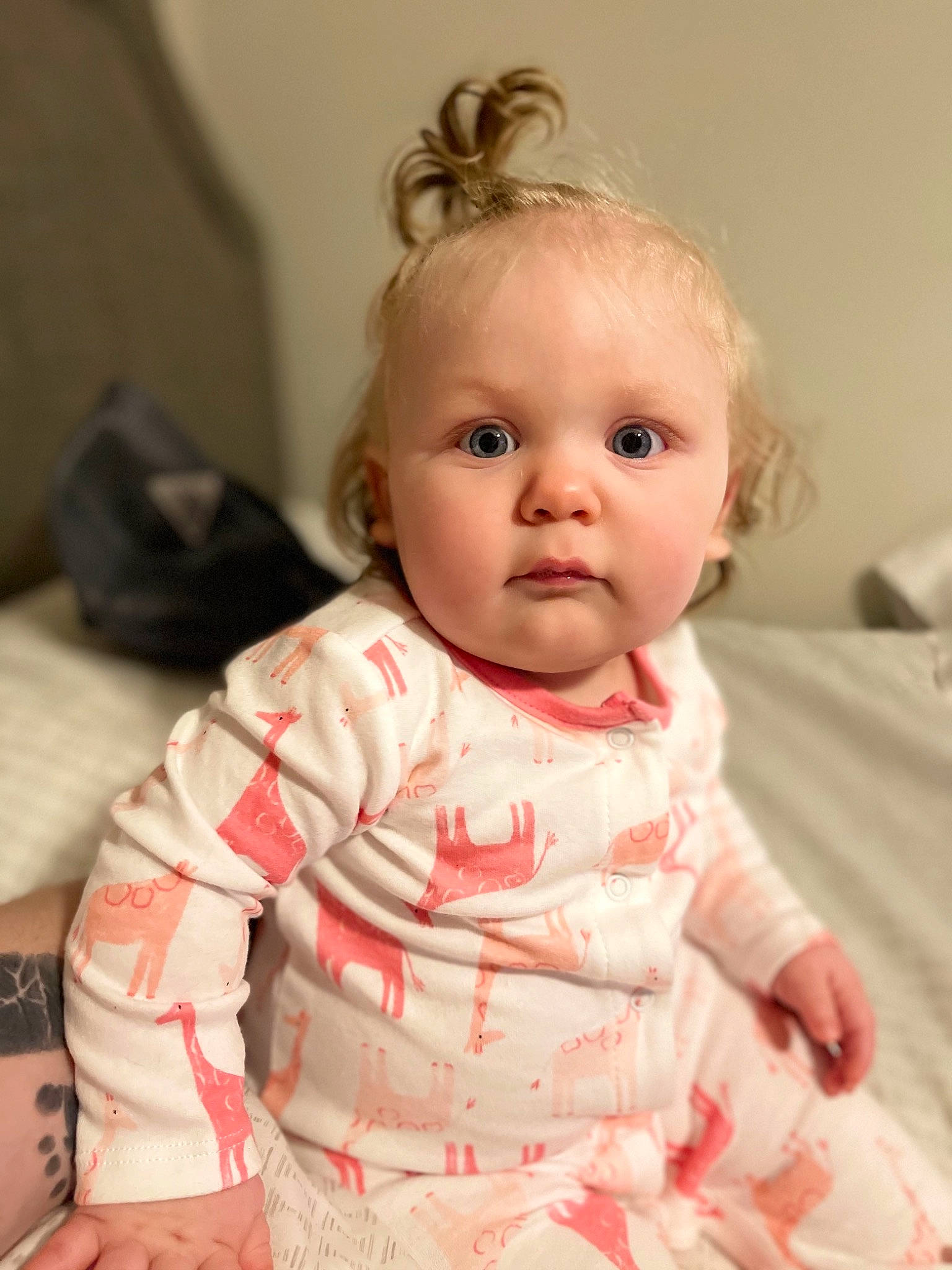 Kennedy is registered to the contest to win money with this photo: baby, baby_toddler_clothing, cheek, chin, comfort, dress, eye, eyebrow, face, hair, happy, head, human_body, iris, lip, nose, person, pink, skin, sleeve