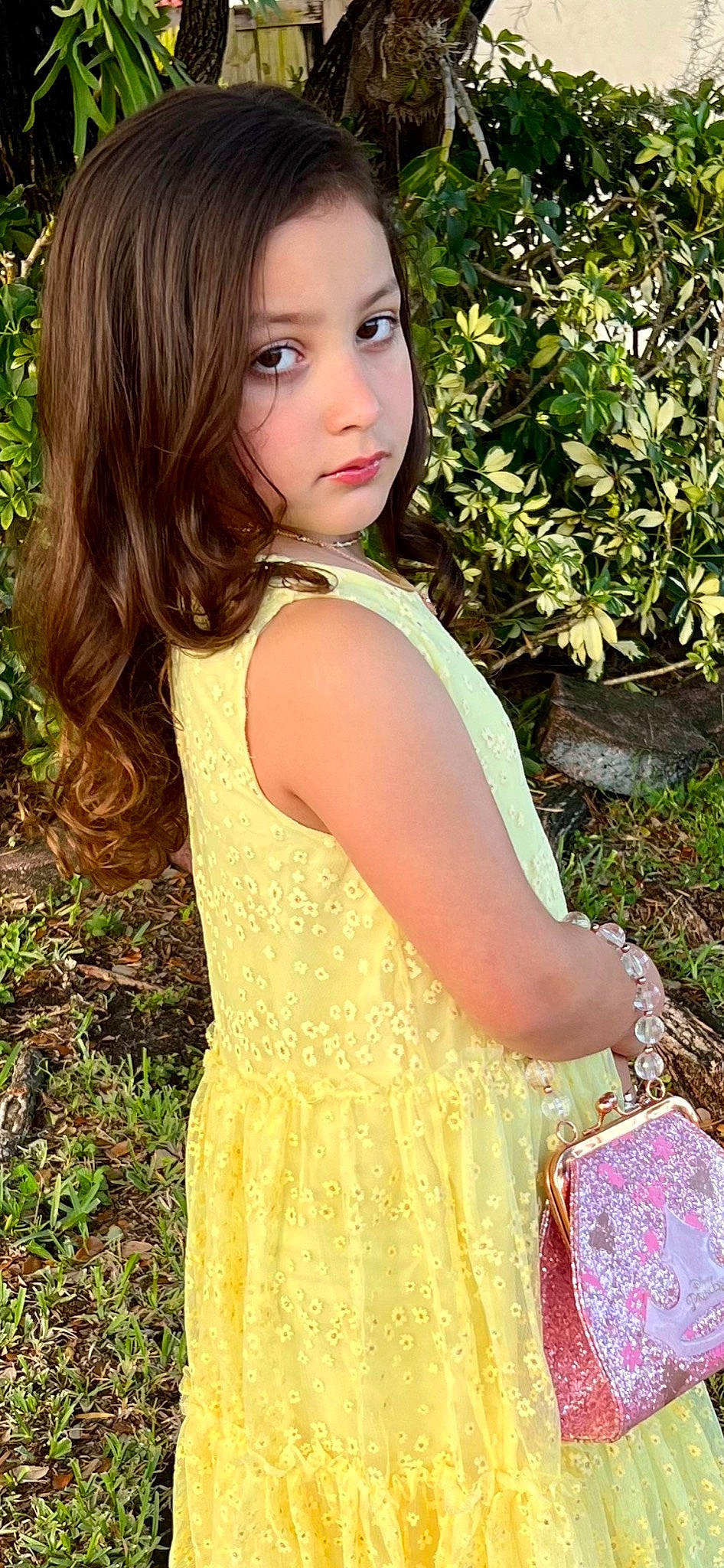 Isabella Lorraine joined the competition — help win amazing prizes! beauty, botany, day_dress, dress, embellishment, eyelash, fawn, grass, hairstyle, happy, long_hair, neck, one_piece_garment, people_in_nature, person, pink, plant, shoulder, sleeve, toddler