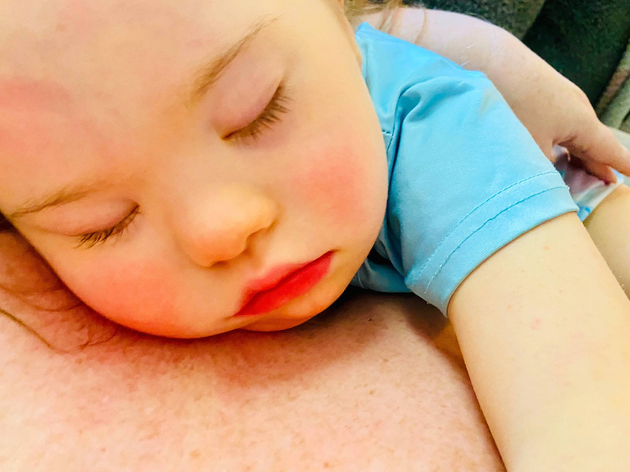 Isla joined the competition — help win amazing prizes! baby, baby_sleeping, baby_toddler_clothing, cheek, child, close_up, comfort, elbow, eyelash, facial_expression, finger, gesture, happy, mammal, neck, nose, person, portrait_photography, skin, toddler