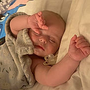Marley joined the competition — help win amazing prizes! baby, sleeping, infant, bed, blanket, pillow, pacifier, portrait, indoors, cozy, nap, relaxed, feet, hands, closed_eyes, peaceful, bedding, nursery, home, resting