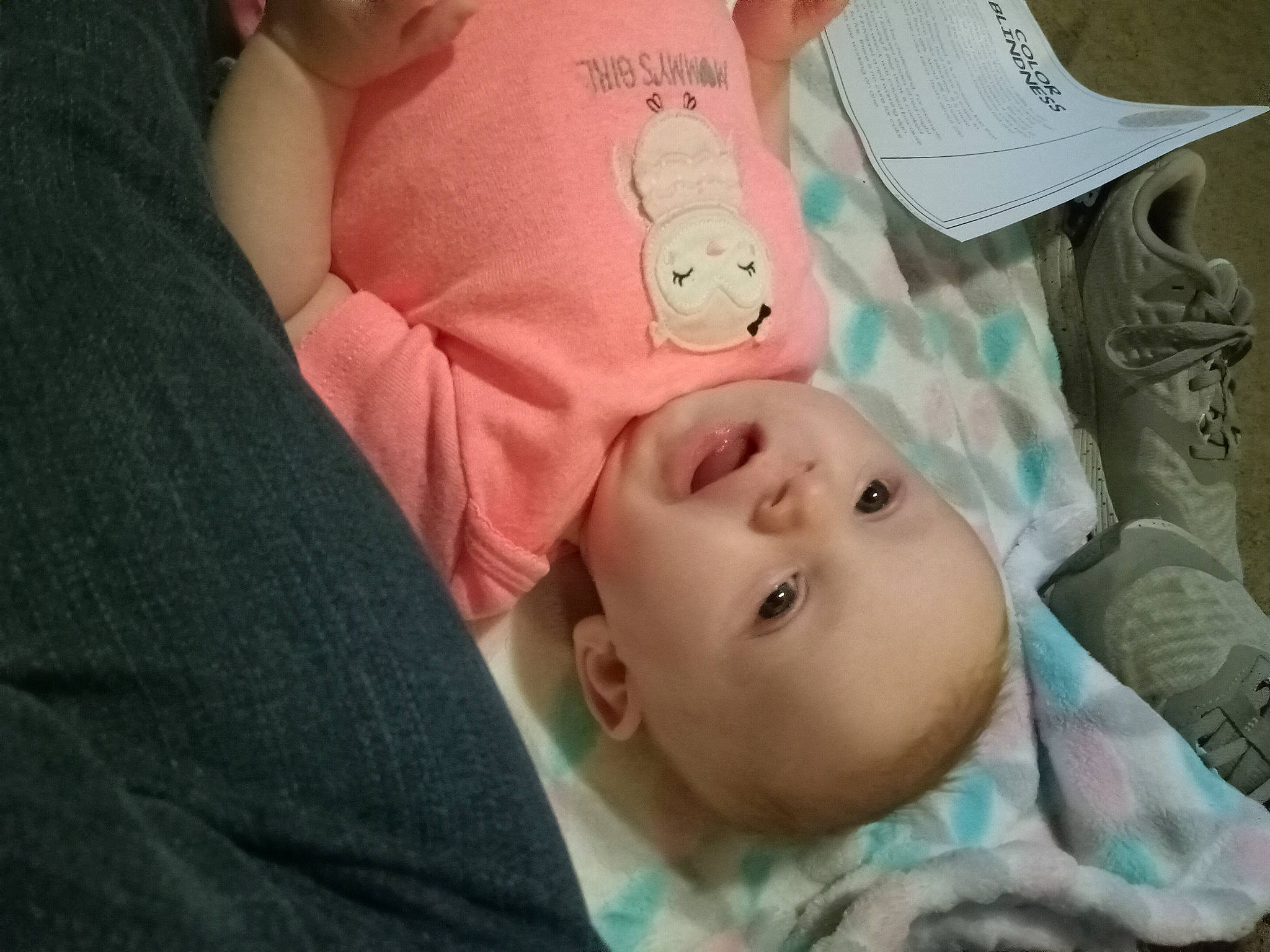 Ivey is registered to the contest to win money with this photo: baby, baby_products, baby_toddler_clothing, bedtime, cheek, child, comfort, happy, hat, headgear, linens, nap, nose, person, room, skin, sleep, sleeve, smile, toddler