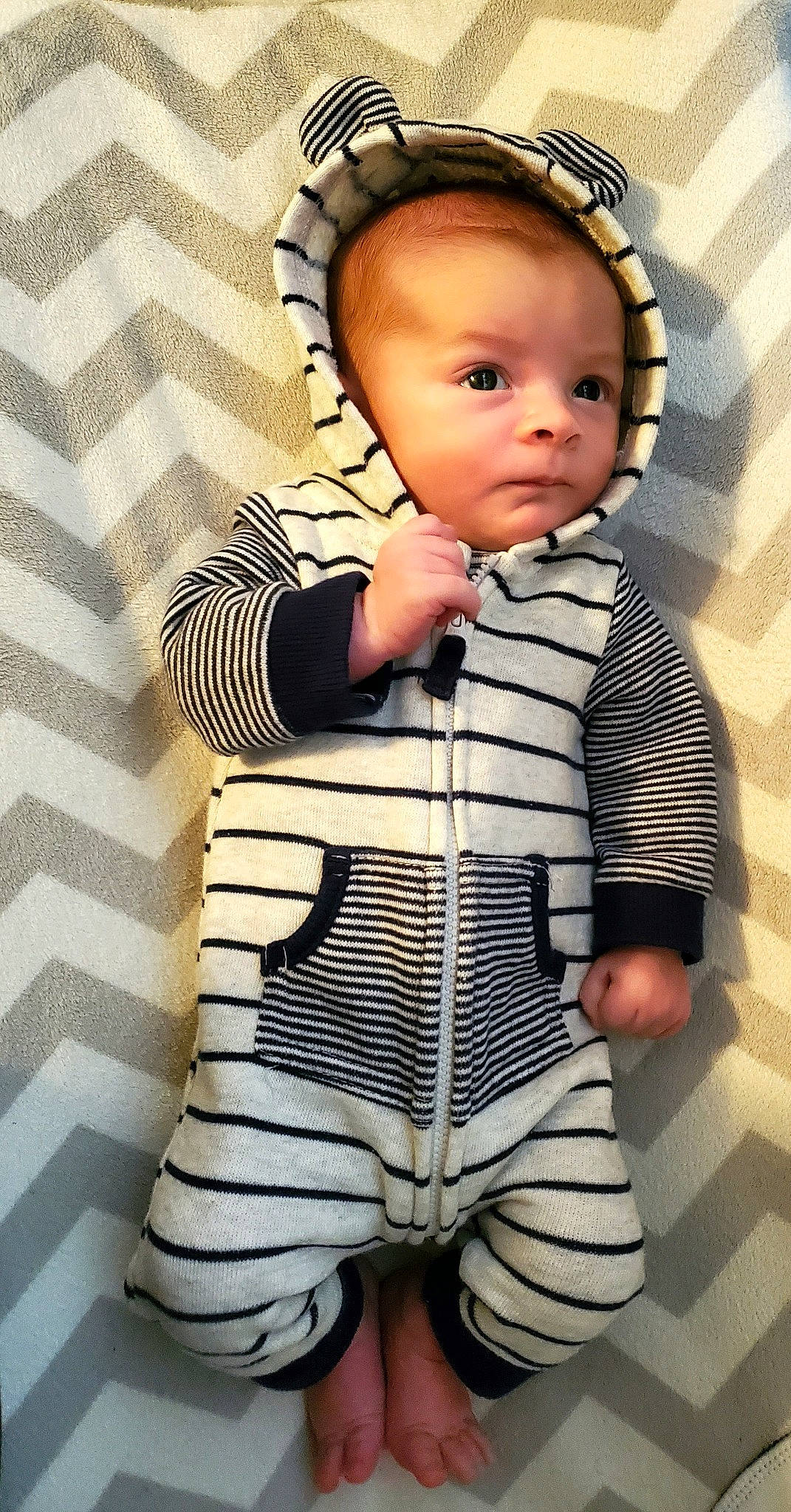 Kaysen joined the competition — help win amazing prizes! baby, baby_toddler_clothing, cheek, child, collar, head, iris, neck, organ, outerwear, pattern, person, photograph, shoulder, skin, sleeve, standing, t_shirt, textile, toddler