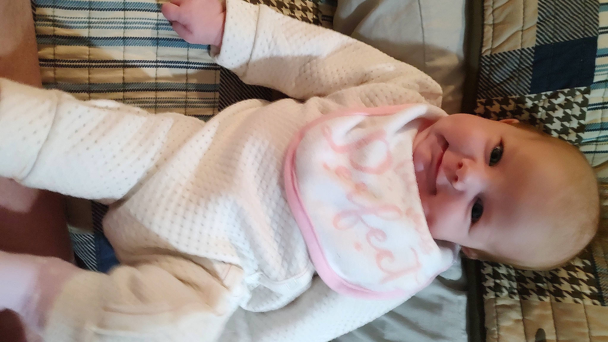 Arabella joined the competition — help win amazing prizes! baby, baby_products, baby_safety, baby_sleeping, baby_toddler_clothing, cheek, child, comfort, eyelash, face, gesture, happy, linens, lip, mouth, nose, person, pink, skin, sleeve