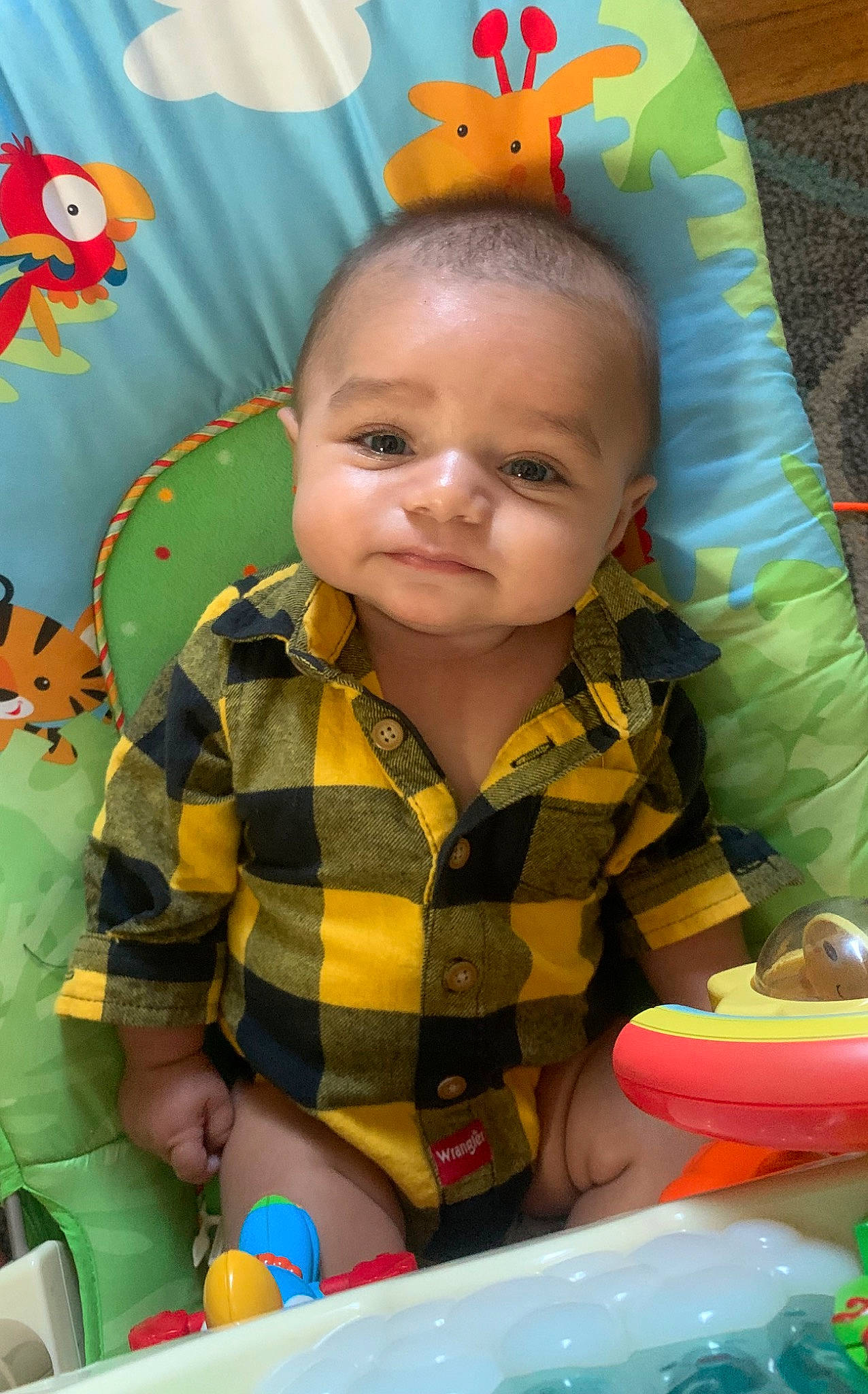 Ares joined the competition — help win amazing prizes! baby, baby_toddler_clothing, cheek, child, eye, fun, green, happy, head, iris, nose, orange, organ, people, person, photograph, product, skin, smile, toddler