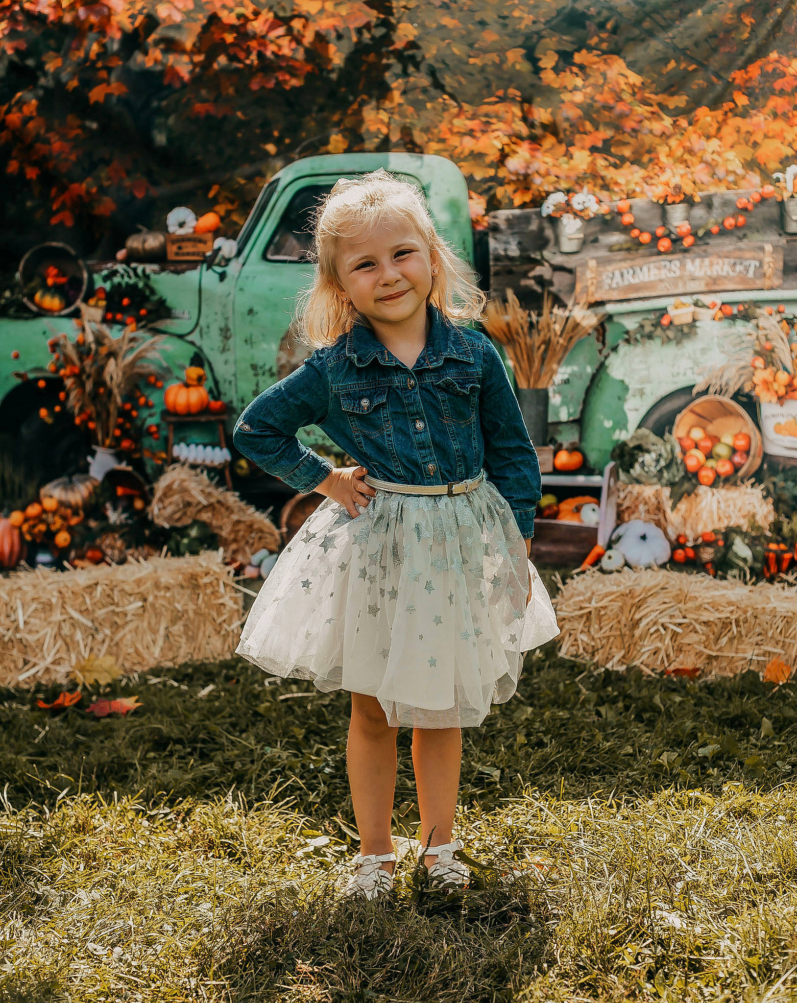 Trinity joined the competition — help win amazing prizes! blond, brown_hair, car, child, day_dress, dress, electric_blue, fawn, footwear, grass, hair, happy, head, joy, leaf, orange, pattern, people_in_nature, person, plant
