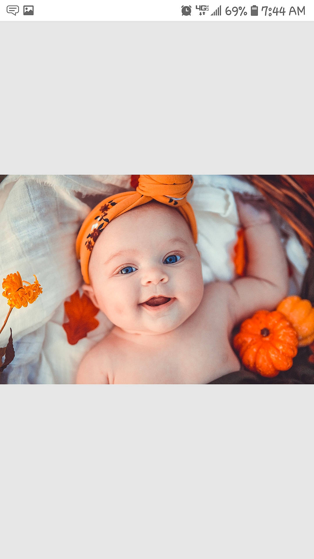 Kamryn joined the competition — help win amazing prizes! baby, cheek, child, face, hair_accessory, head, headband, headgear, orange, person, photograph, photography, portrait, portrait_photography, product, pumpkin, toddler, yellow