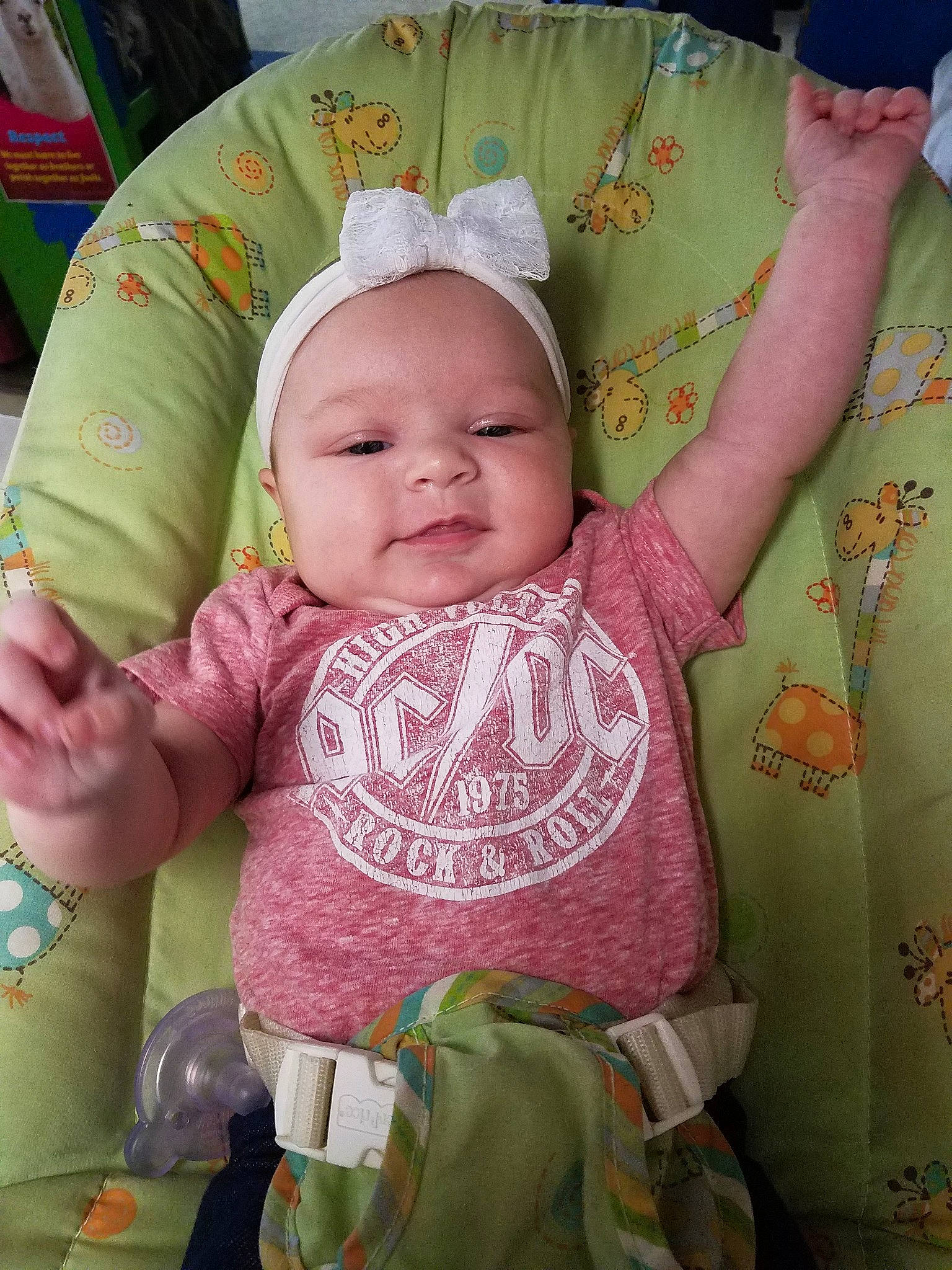 Kamryn joined the competition — help win amazing prizes! baby, baby_products, baby_toddler_clothing, cheek, child, person, pink, skin, smile, toddler