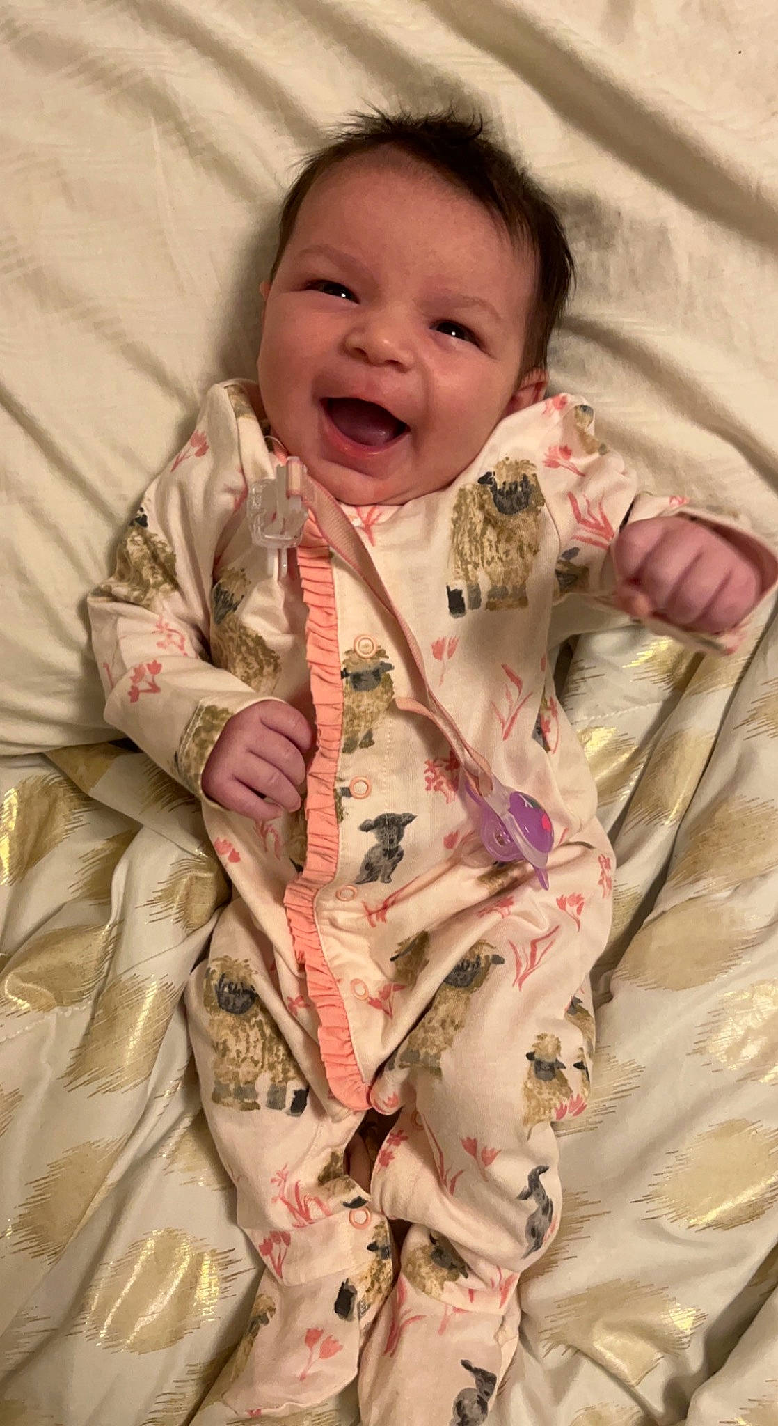 Kohen joined the competition — help win amazing prizes! baby, baby_products, baby_safety, baby_toddler_clothing, bedding, cheek, child, chin, comfort, eye, happy, head, linens, pattern, person, pink, skin, sleeve, smile, textile