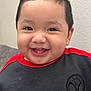 Drake joined the competition — help win amazing prizes! toddler, child, smiling, happy, face, teeth, short_hair, black_hair, sweater, spiderman, red, black, indoor, portrait, cute, person, clothing, young_child, baby_teeth, casual