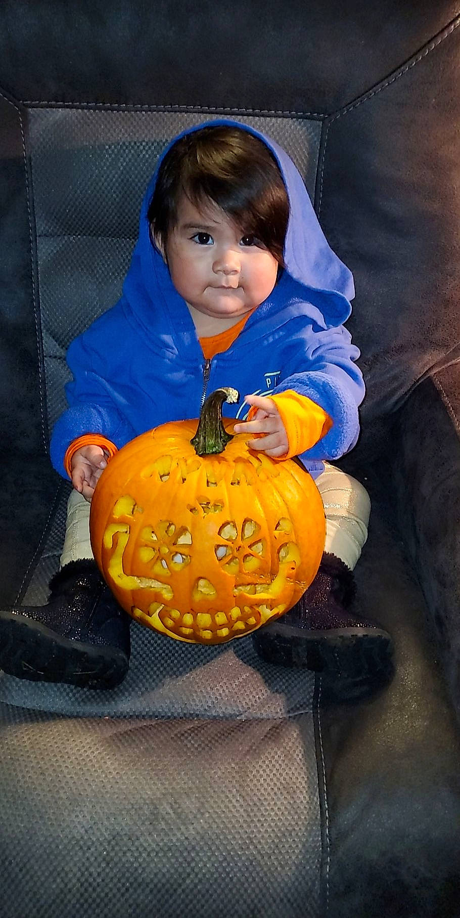 Ayvah is registered to the contest to win money with this photo: _and_melon_family, _gourd, art, calabaza, carving, child, cucumber, cucurbita, food, fruit, gourd, jack_o_lantern, orange, person, plant, produce, pumpkin, squash, toddler, trick_or_treat
