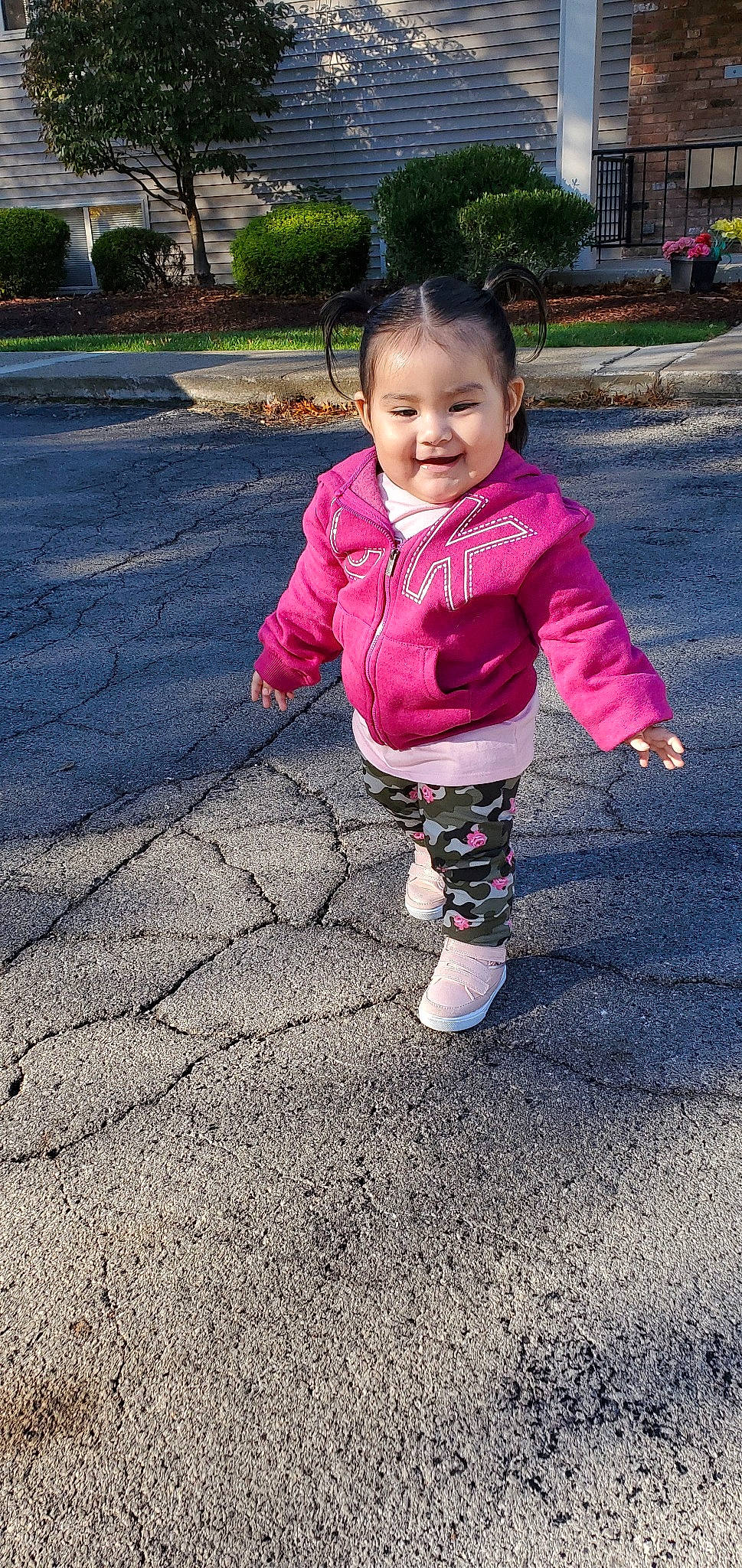 Ayvah joined the competition — help win amazing prizes! asphalt, child, fun, joy, person, pink, play, smile, toddler, walking