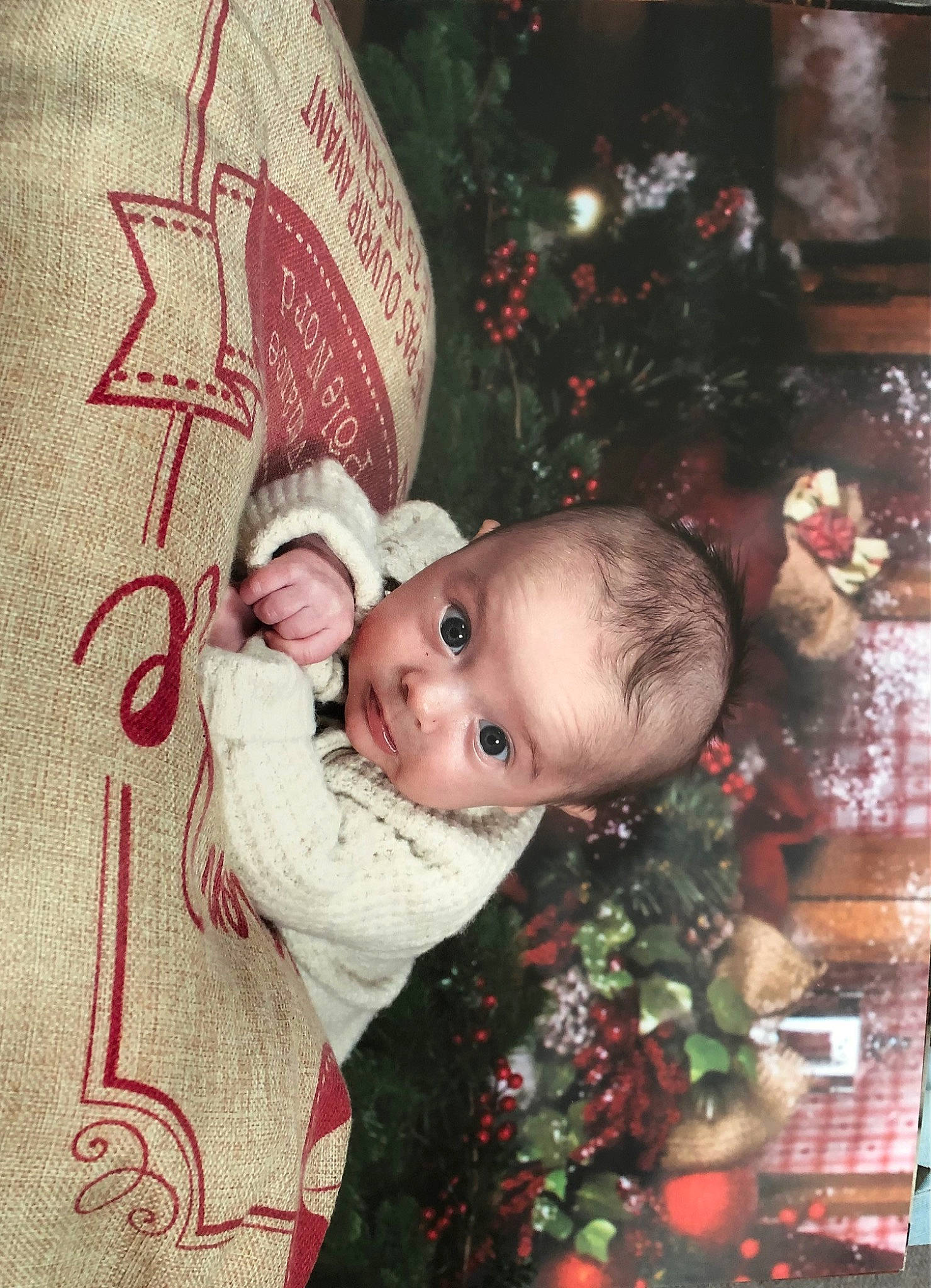 Noah a rejoint le concours — aidez-le/la à gagner de superbes lots ! baby, baby_toddler_clothing, carmine, cheek, christmas, christmas_decoration, christmas_ornament, christmas_tree, event, eye, happy, head, holiday, holiday_ornament, human_body, lap, ornament, person, sleeve, toddler