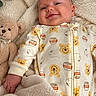 Eva is registered to the contest to win money with this photo: baby, infant, child, smiling, portrait, indoors, blanket, teddy_bear, onesie, sleepwear, eucalyptus, cozy, nursery, lying_down, baby_face, soft_lighting, textile, plush_toy, cute, photography