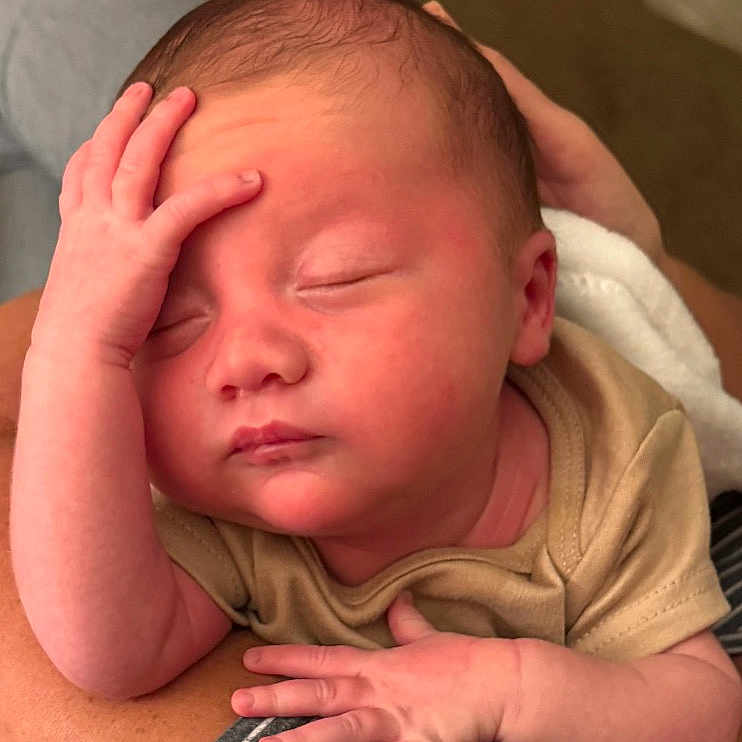 Bryan joined the competition — help win amazing prizes! newborn, baby, sleeping, hand, face, infant, person, skin, closeup, head, peaceful, soft, cuddle, cozy, human, portrait, resting, expression, cute, toddler