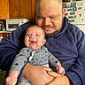 Gabriella is registered to the contest to win money with this photo: baby, beard, cabinet, clothing, face, family, fridge, happy, holding, home, hoodie, indoor, infant, kitchen, love, magnet, man, person, portrait, smiling