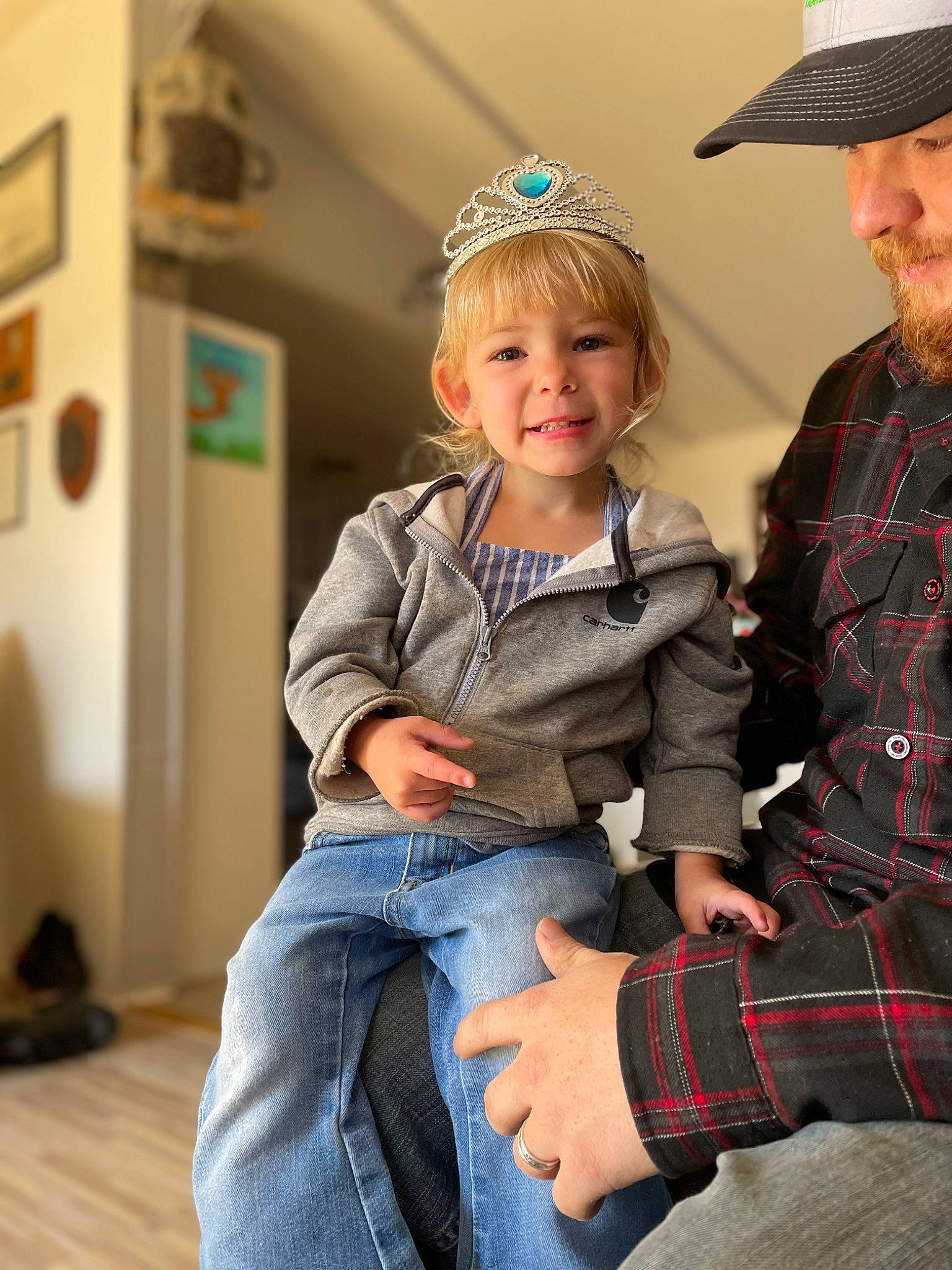 Cashleh Fallon is registered to the contest to win money with this photo: baby_toddler_clothing, blue, cap, child, denim, event, fun, happy, hardwood, headgear, jeans, joy, lap, person, plaid, skin, sleeve, smile, standing, tartan