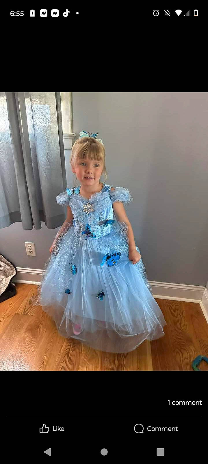 Charlee joined the competition — help win amazing prizes! baby_toddler_clothing, bridal_accessory, bridal_party_dress, day_dress, dress, electric_blue, embellishment, event, fashion_design, flash_photography, flooring, formal_wear, gown, happy, joy, one_piece_garment, person, ruffle, sleeve, toddler