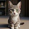 Baby joined the competition — help win amazing prizes! animal, carpet, cat, close_up, cute, domestic_cat, ears, feline, focus, fur, green_eyes, indoor, nose, paws, pet, portrait, sitting, soft_background, tabby, whiskers