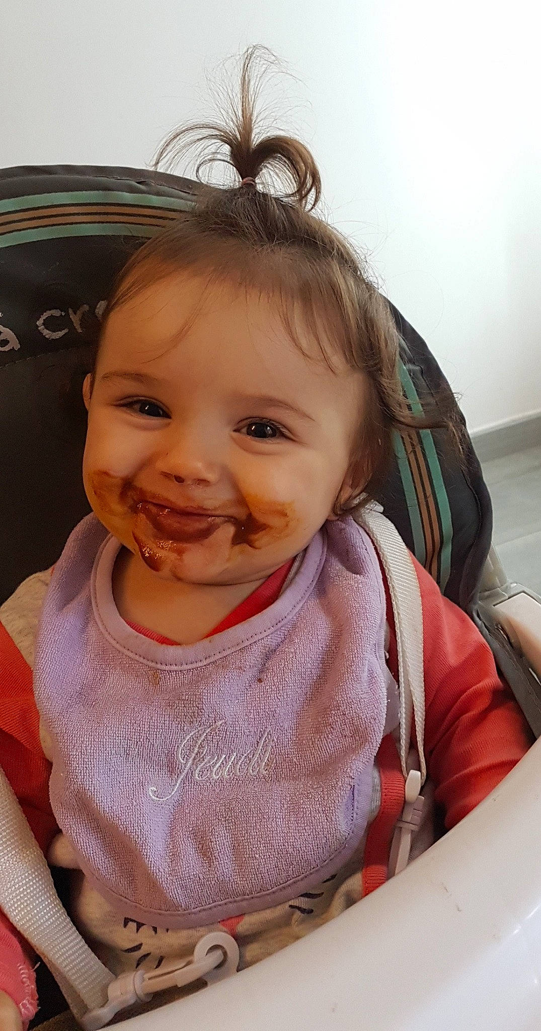 Mia participe au concours pour gagner de l'argent avec cette photo : cheek, child, eye, face, fun, girl, happiness, head, infant, iris, joy, laughter, nose, person, product, sitting, skin, smile, toddler