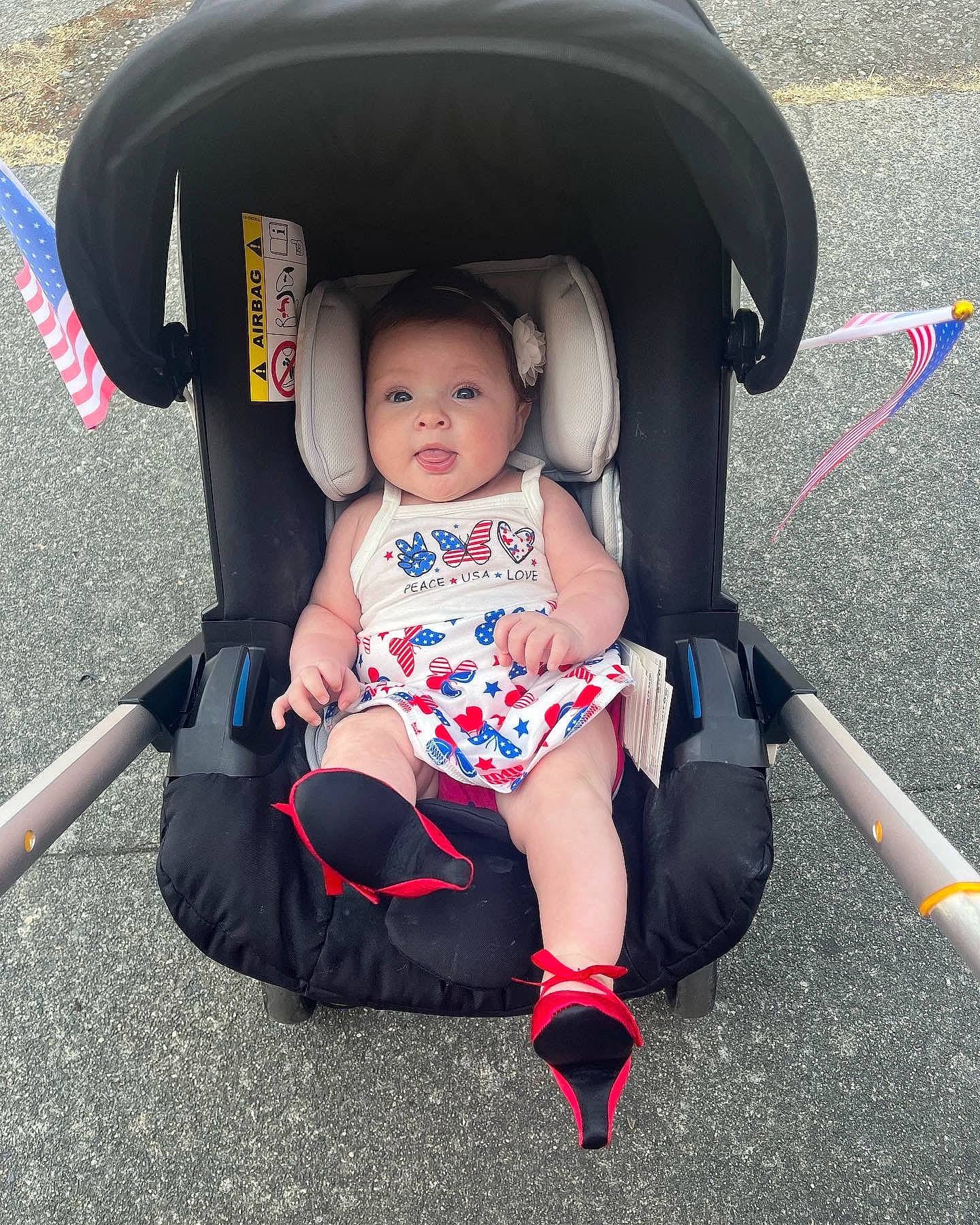 Gracelyn joined the competition — help win amazing prizes! auto_part, baby, baby_carriage, baby_products, baby_toddler_clothing, car_seat, child, comfort, fun, lap, leg, leisure, person, product, recreation, shoe, sitting, smile, sneakers, toddler