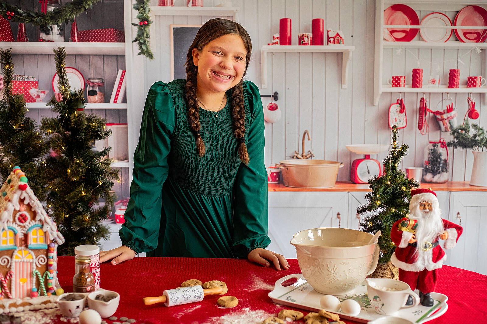 Arielle joined the competition — help win amazing prizes! christmas, christmas_decoration, christmas_tree, coffee_cup, cup, decoration, dishware, drinkware, green, interior_design, joy, lighting, person, plant, plate, porcelain, red, serveware, smile, table