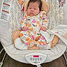 Allyson joined the competition — help win amazing prizes! baby, baby_swing, blanket, bouncer, child, cozy, fisher_price, indoor, infant, mouse_toy, nursery, pajamas, patterned_clothing, peaceful, portrait, seated, sleeping, stuffed_animal, toy, wood_floor