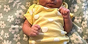 Terryana joined the competition — help win amazing prizes! baby, infant, yellow, headwrap, polka_dot, onesie, socks, blanket, floral_pattern, cute, lying_down, small_hands, smiling, indoors, soft_texture, child, adorable, peaceful, clothing, portrait