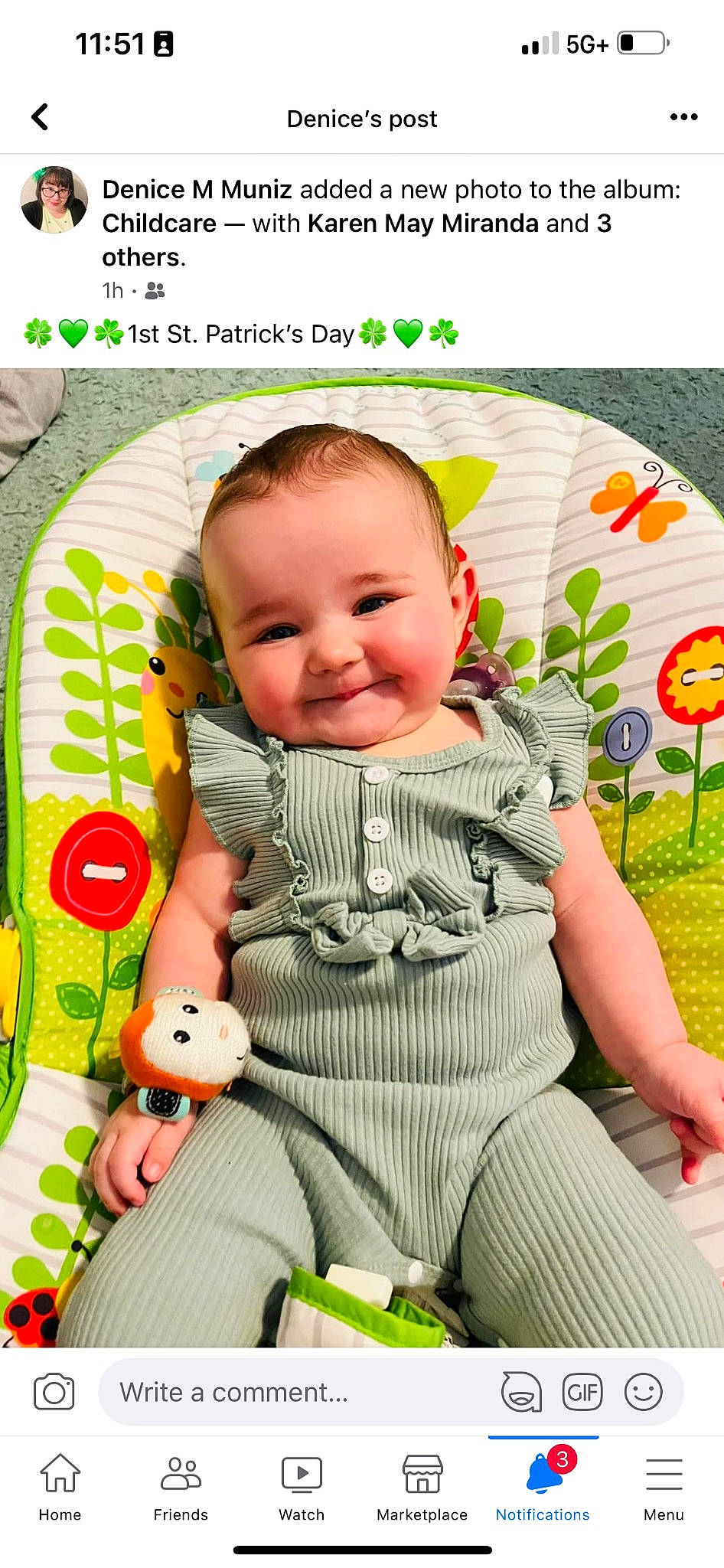 Ava joined the competition — help win amazing prizes! baby, baby_products, baby_toddler_clothing, child, comfort, facial_expression, grass, happy, joy, linens, pattern, people_in_nature, person, photo_caption, plant, play, sitting, skin, sleeve, smile