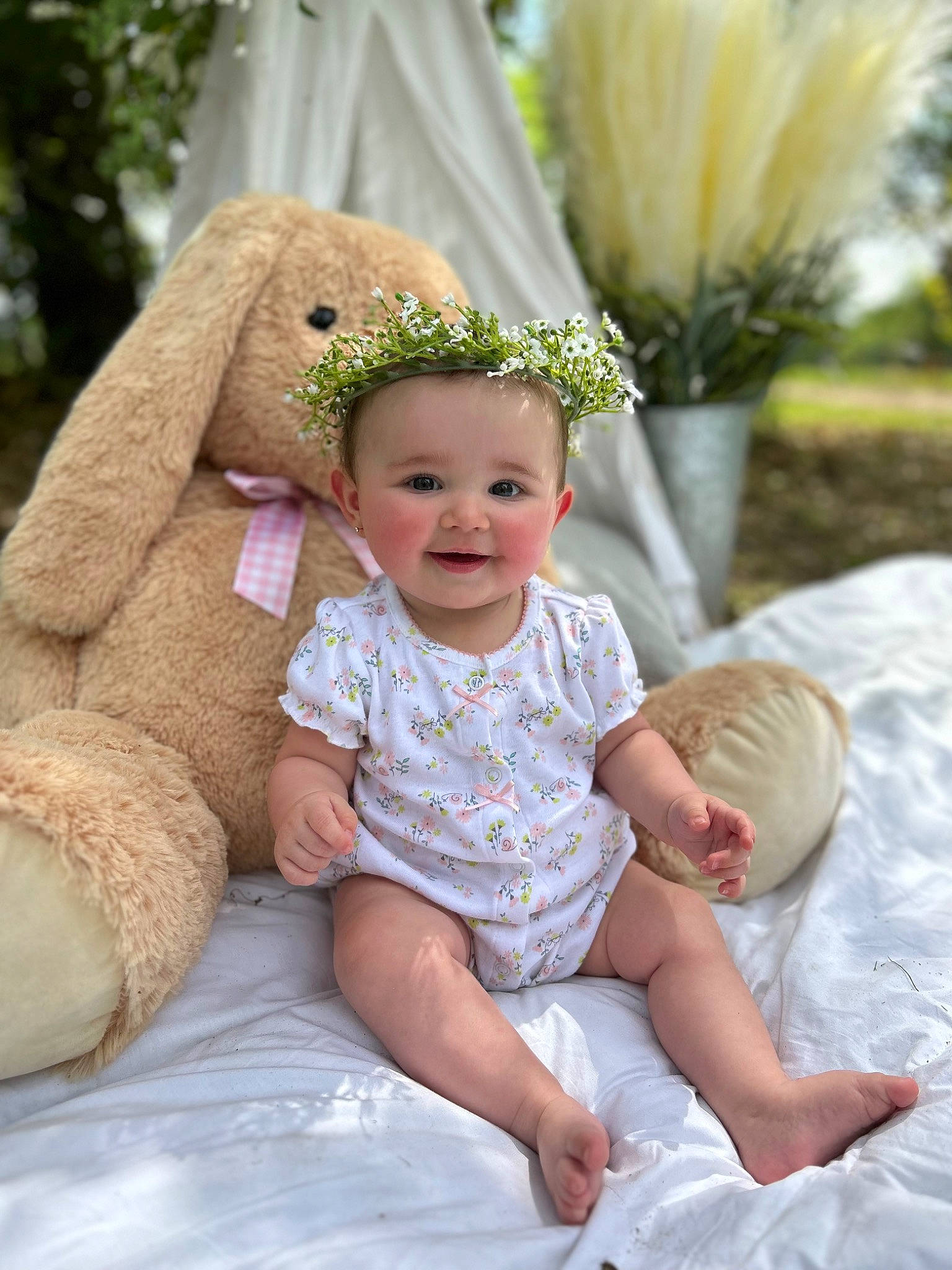 Ava joined the competition — help win amazing prizes! baby, baby_toddler_clothing, child, event, flower, flower_arranging, fun, grass, happy, hat, head, headgear, headpiece, joy, person, plant, skin, smile, textile, toddler