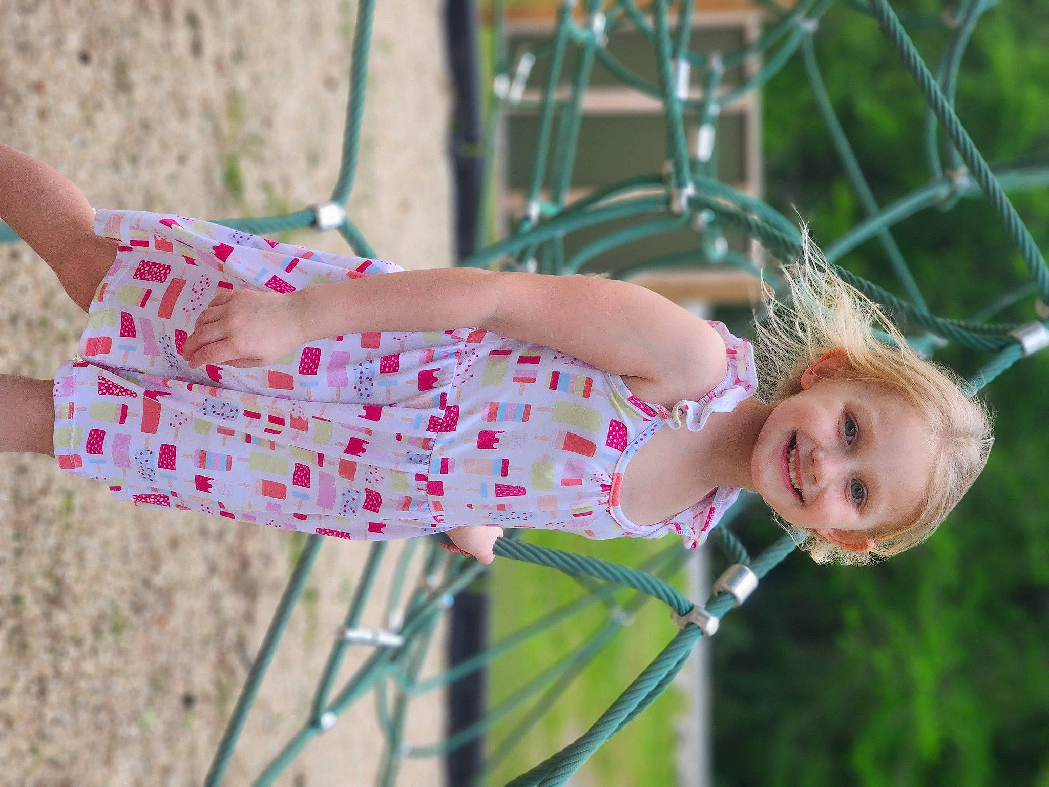 Caroline joined the competition — help win amazing prizes! beauty, blond, child, dress, fun, grass, grass_family, happy, human, human_leg, joy, leisure, pattern, people_in_nature, person, pink, plant, recreation, skin, smile