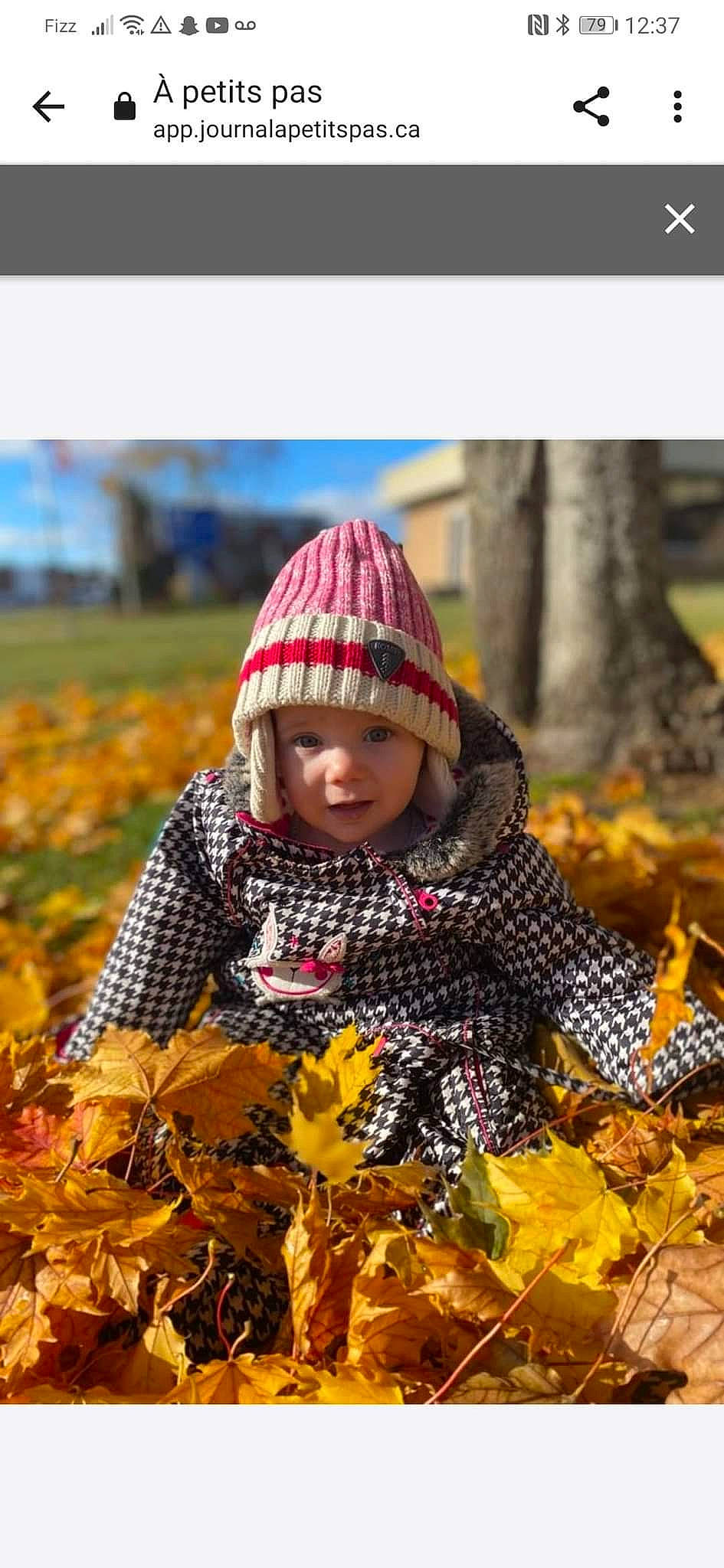 Mélodie participe au concours pour gagner de l'argent avec cette photo : baby, calabaza, cap, child, grass, happy, headwear, jacket, outerwear, pattern, people, people_in_nature, person, photograph, plaid, plant, pumpkin, sitting, tartan, toddler