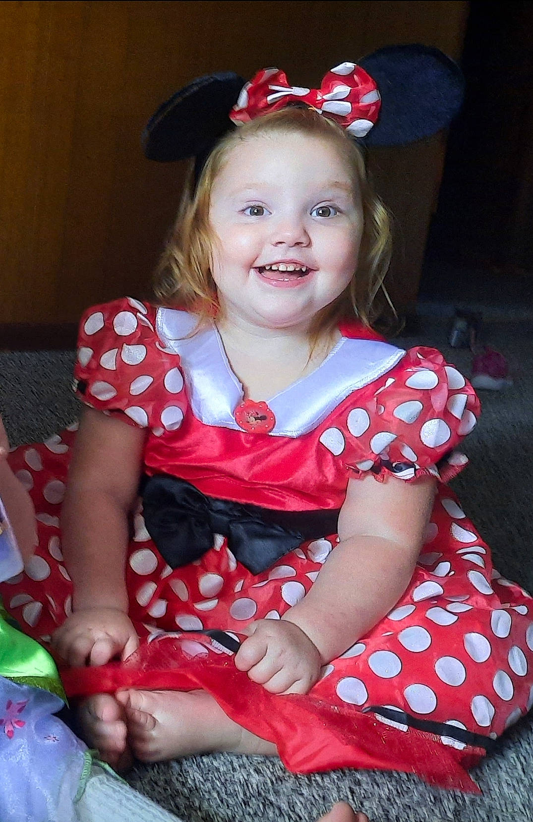 McKenzie joined the competition — help win amazing prizes! baby_toddler_clothing, child, costume_hat, dress, event, face, fashion, flash_photography, fun, happy, headband, headpiece, iris, joy, organ, pattern, person, pink, red, skin