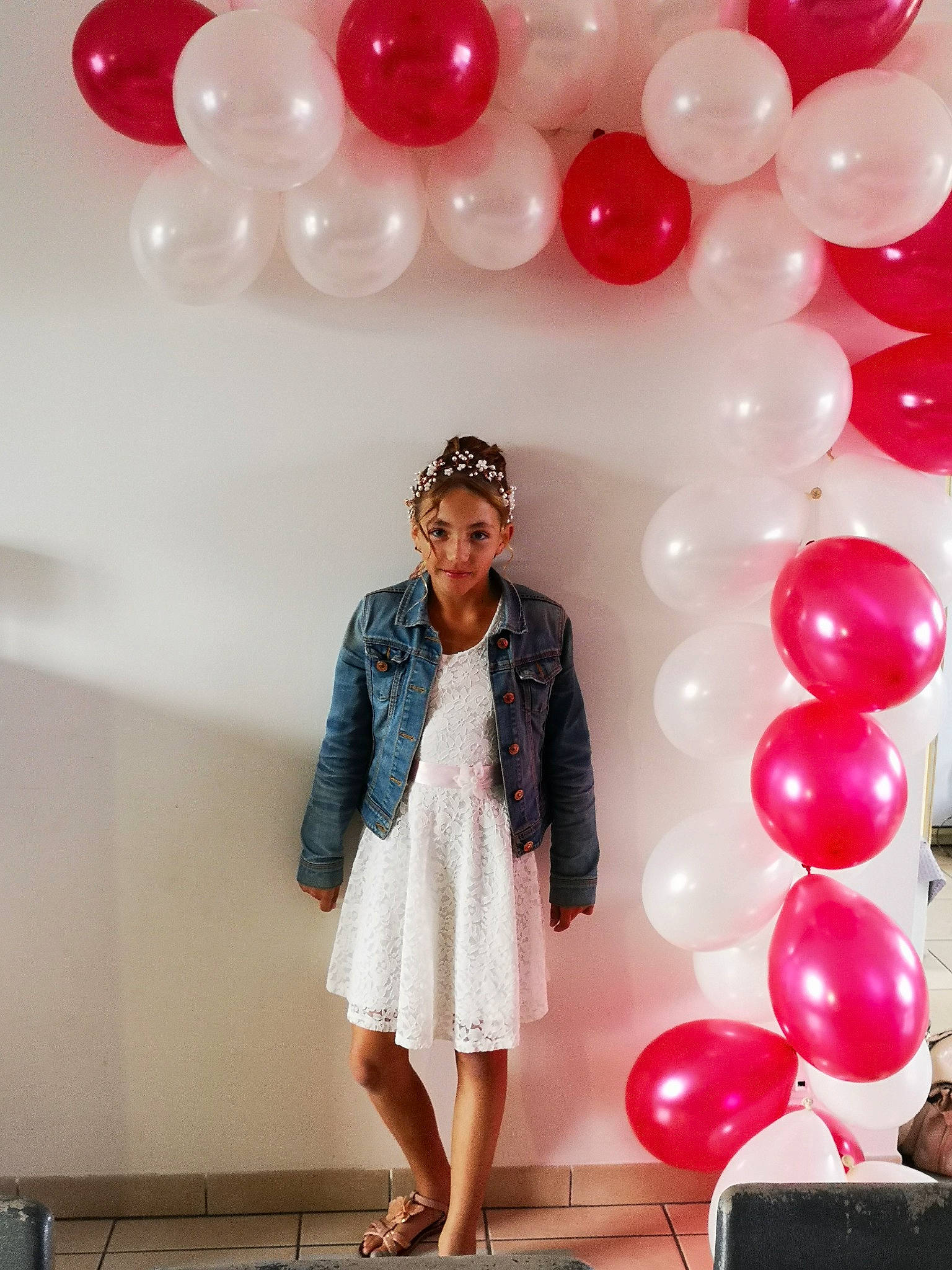 Kelia participe au concours pour gagner de l'argent avec cette photo : ankle, balloon, beauty, day_dress, dress, embellishment, fashion_design, foot, joy, magenta, one_piece_garment, party, party_supply, person, pink, polka_dot, style