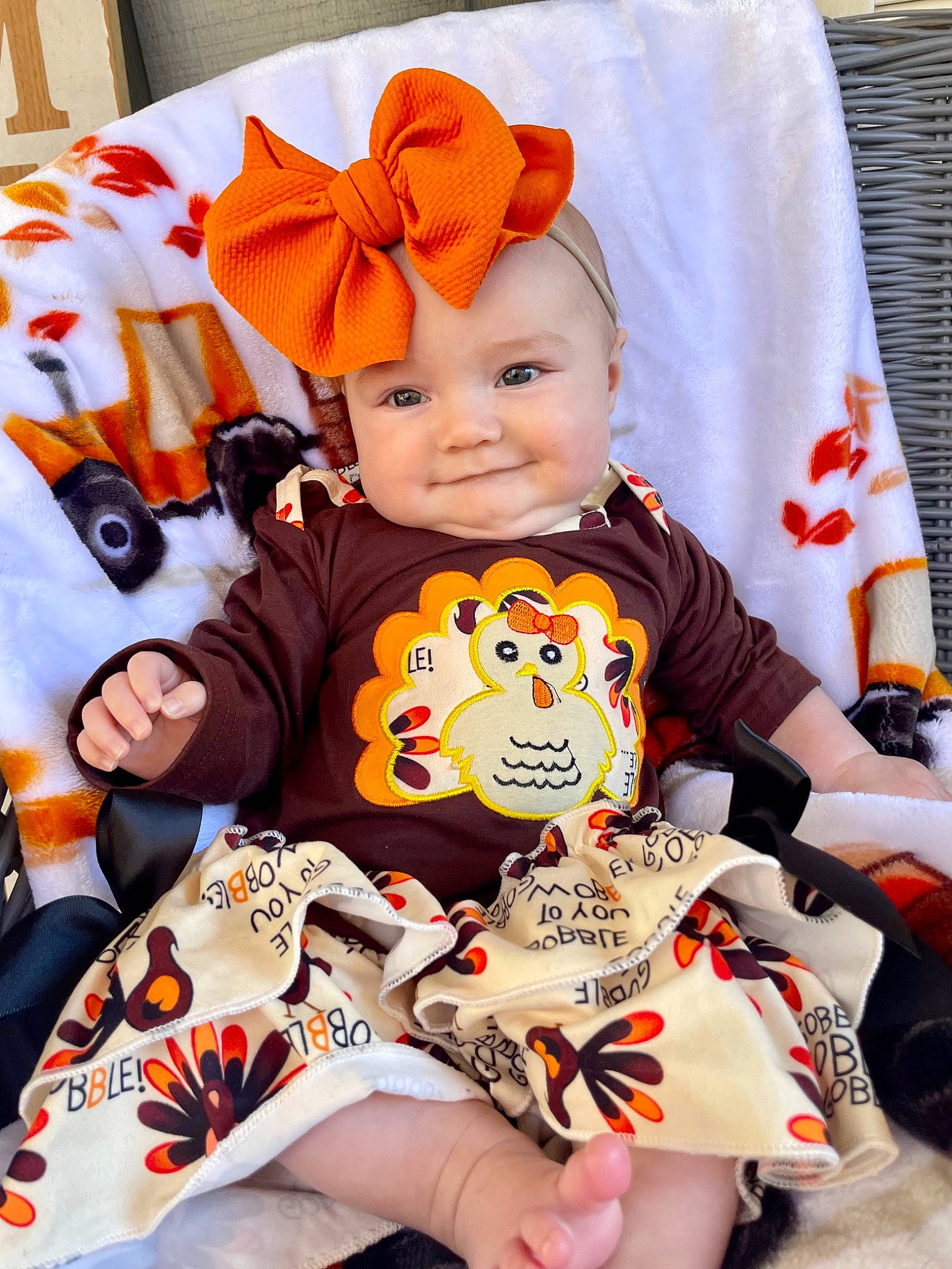 Molly Grace joined the competition — help win amazing prizes! baby, baby_toddler_clothing, child, comfort, costume_hat, face, fun, happy, hat, joy, orange, outerwear, pattern, person, pink, sleeve, smile, textile, toddler, vertebrate