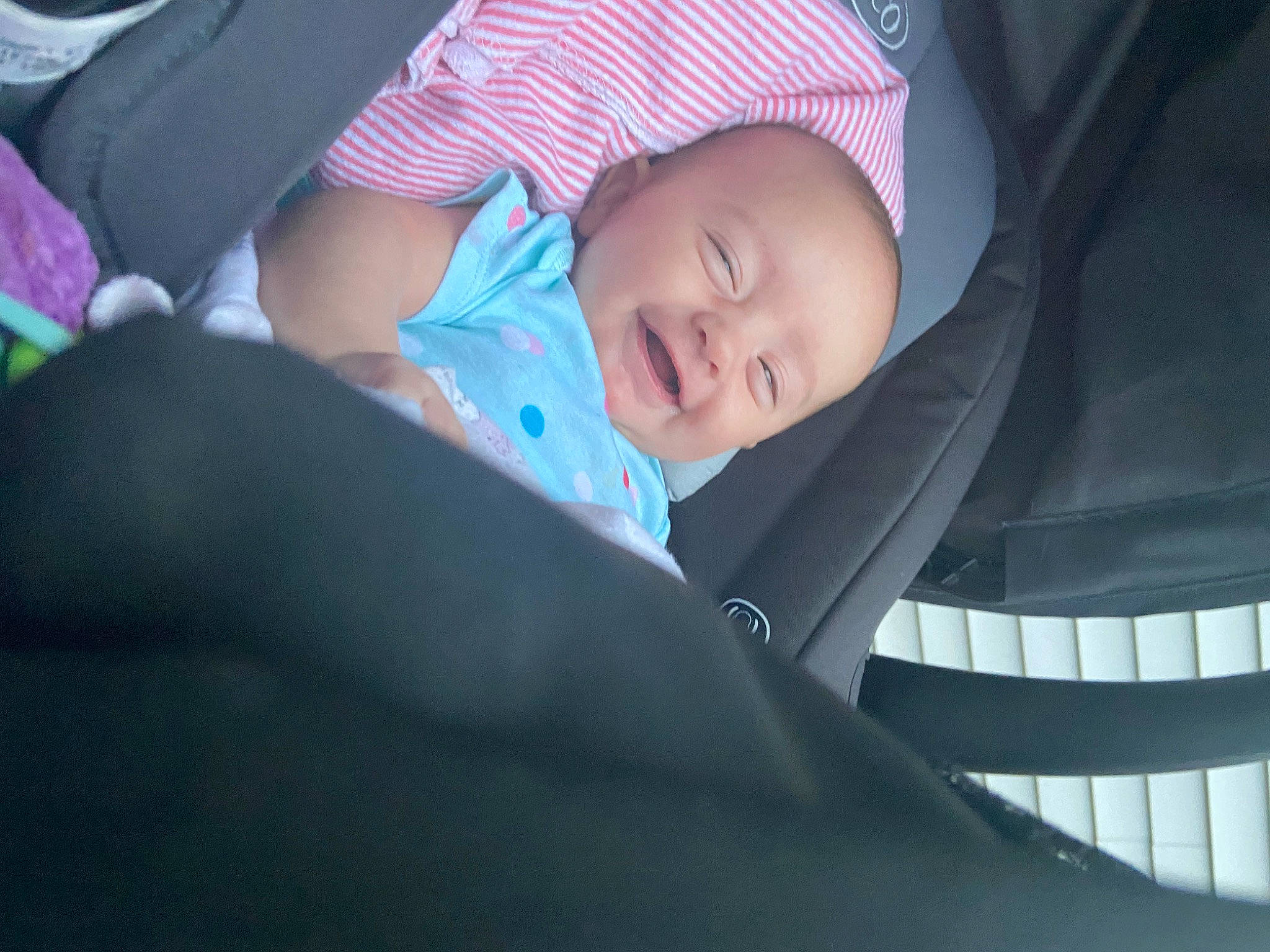 Lauren joined the competition — help win amazing prizes! baby, baby_carriage, baby_products, baby_toddler_clothing, car_seat, cheek, child, comfort, electric_blue, fun, magenta, person, sitting, sleep, smile, toddler, tree, vacation