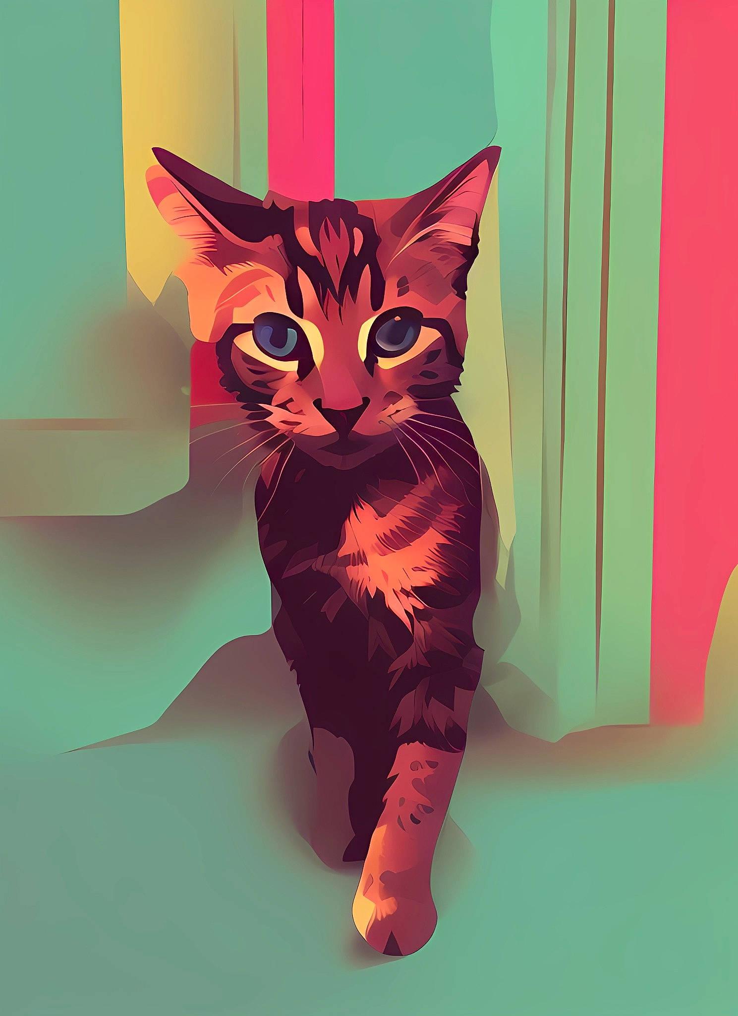 Narla joined the competition — help win amazing prizes! art, carnivore, cat, domestic_short_haired_cat, drawing, fawn, felidae, fictional_character, fur, graphic_design, graphics, illustration, painting, peach, small_to_medium_sized_cats, snout, tail, terrestrial_animal, visual_arts, whiskers